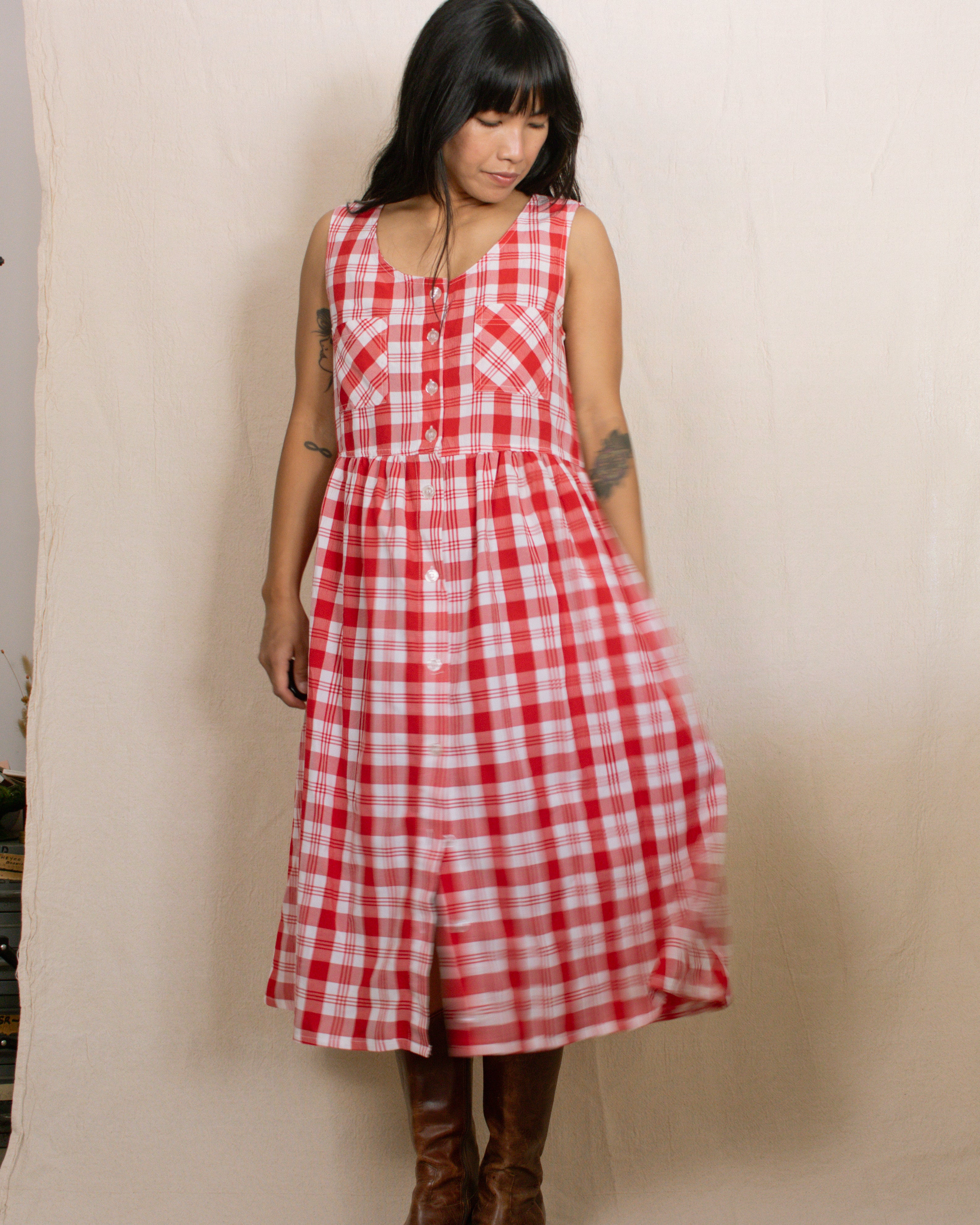 Vintage 90s Red Plaid Dress