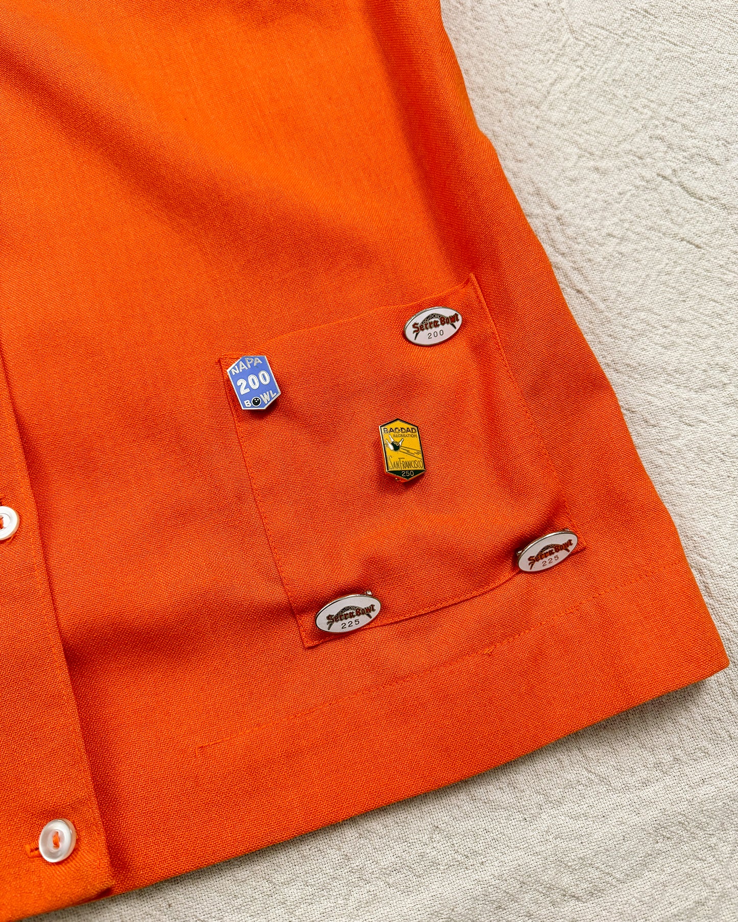 Vintage 50s Orange Bowling Shirt | Medium