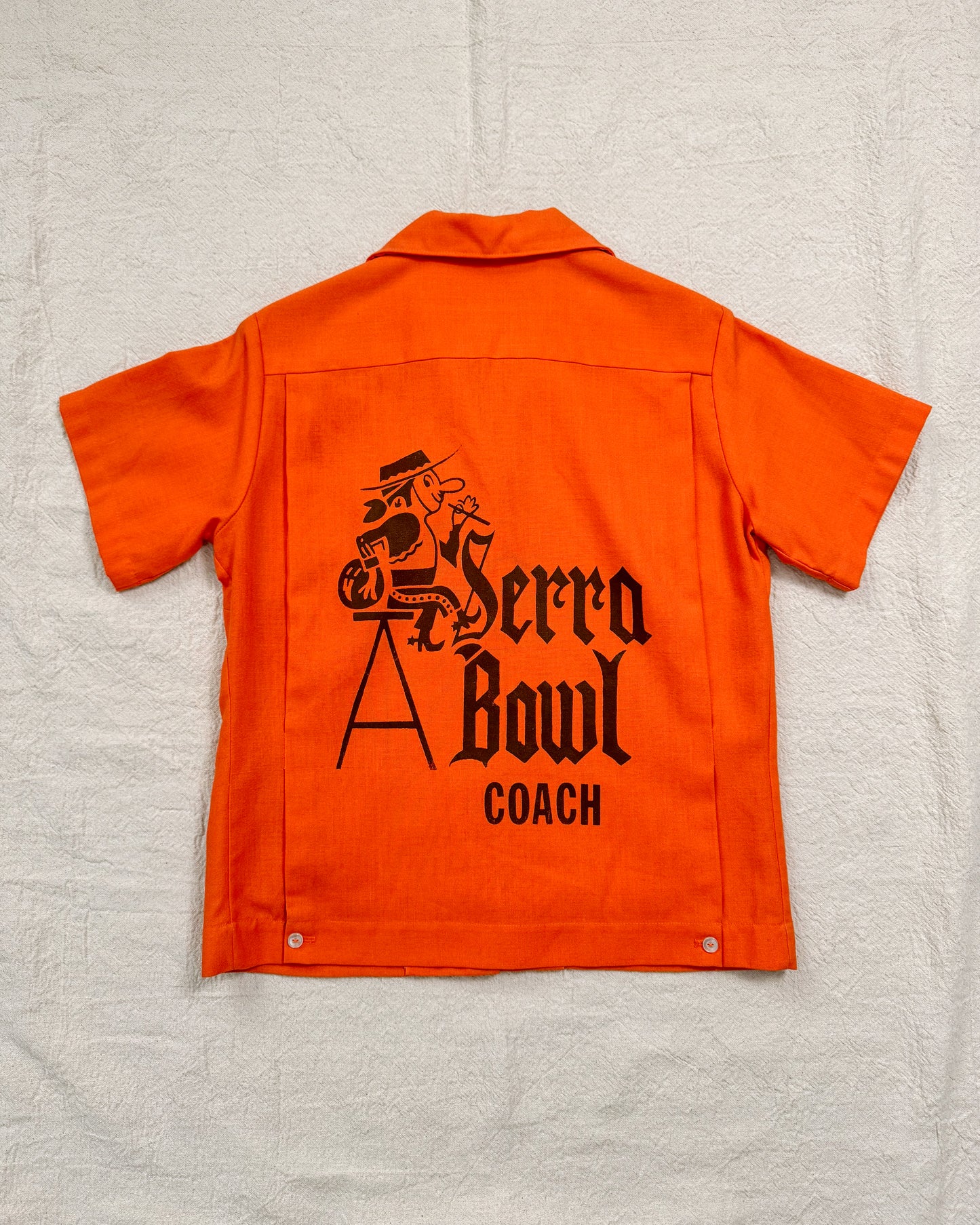 Vintage 50s Orange Bowling Shirt | Medium