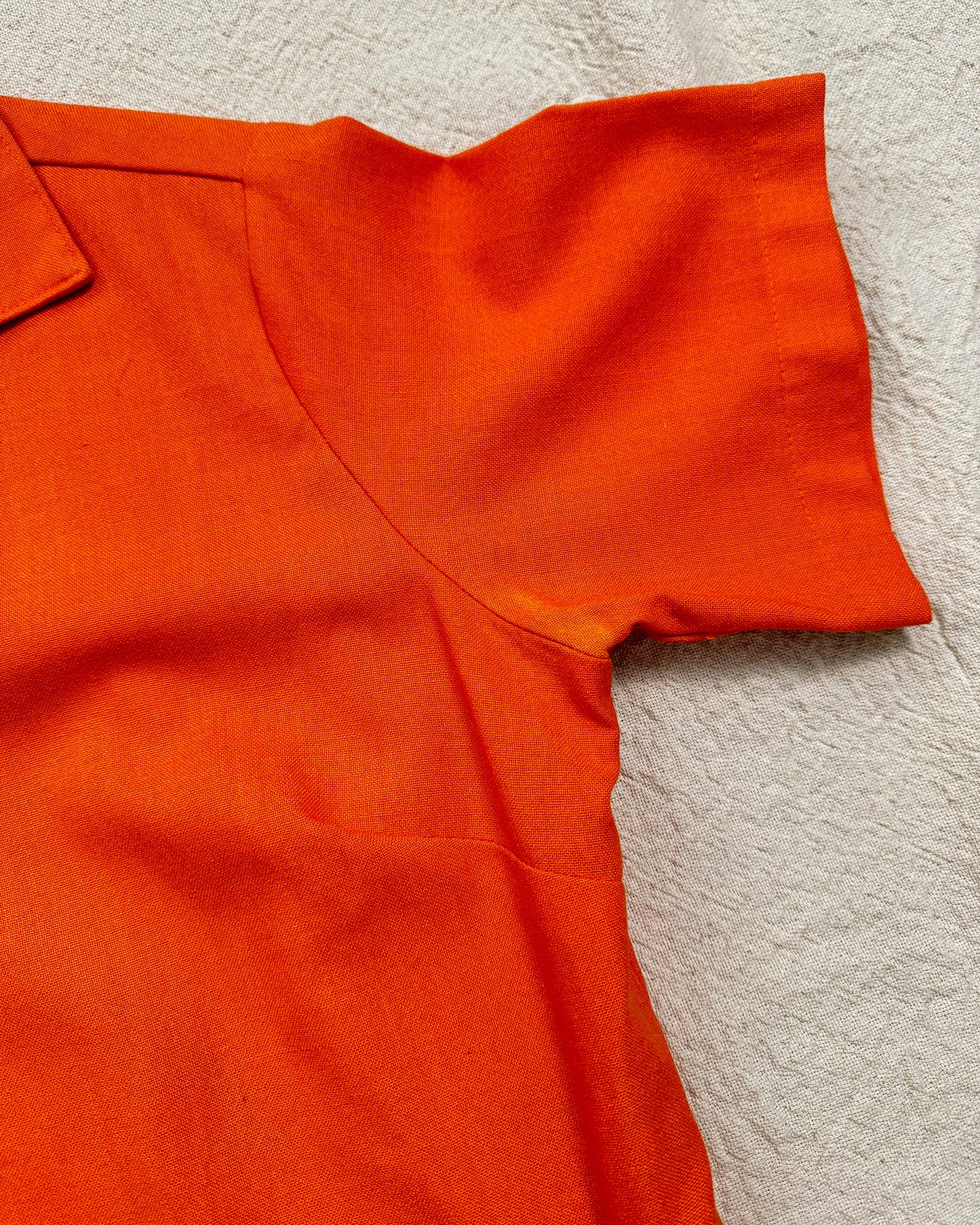 Vintage 50s Orange Bowling Shirt | Medium