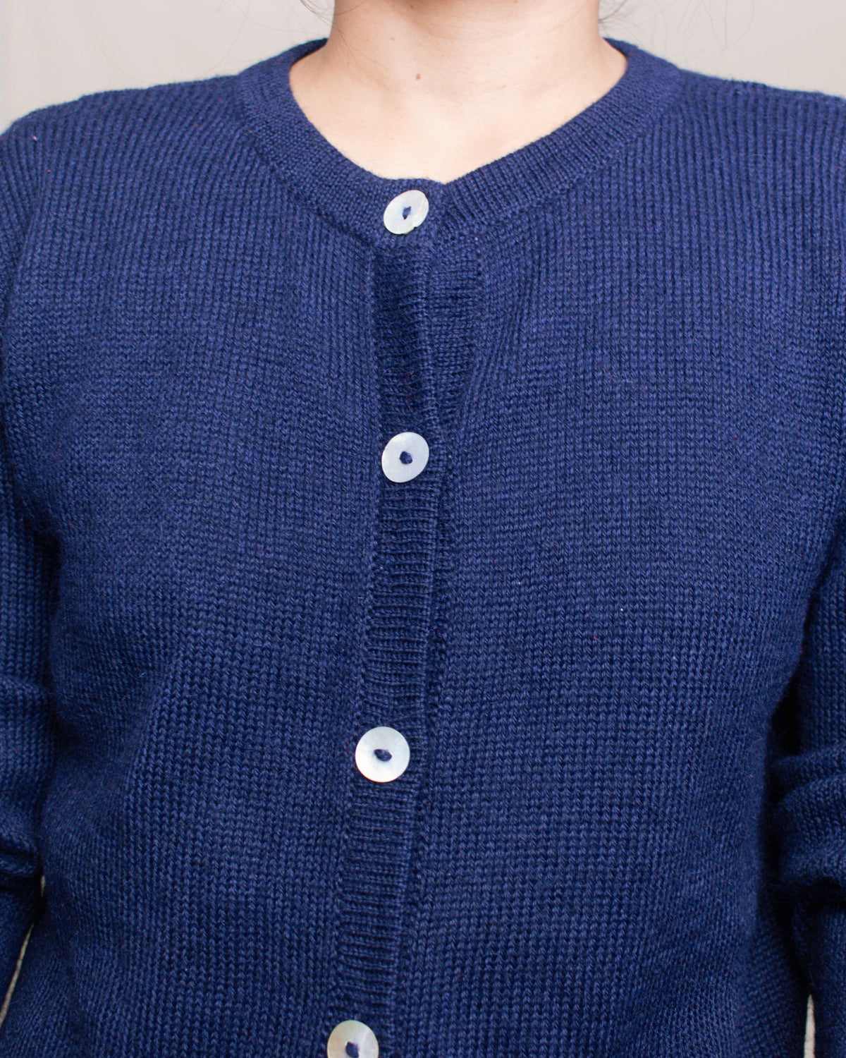 Vintage 90s Navy Alpaca Knit Cardigan | Size S-M