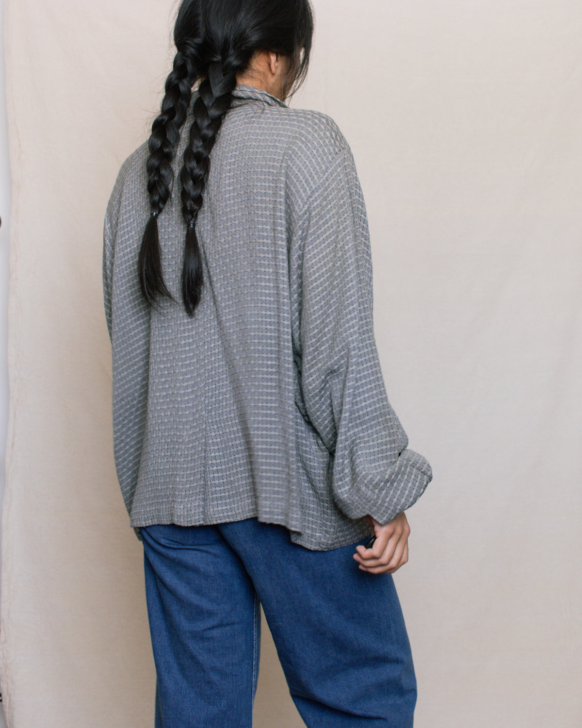 Vintage 80s Men's Woven Button Down | Size Large