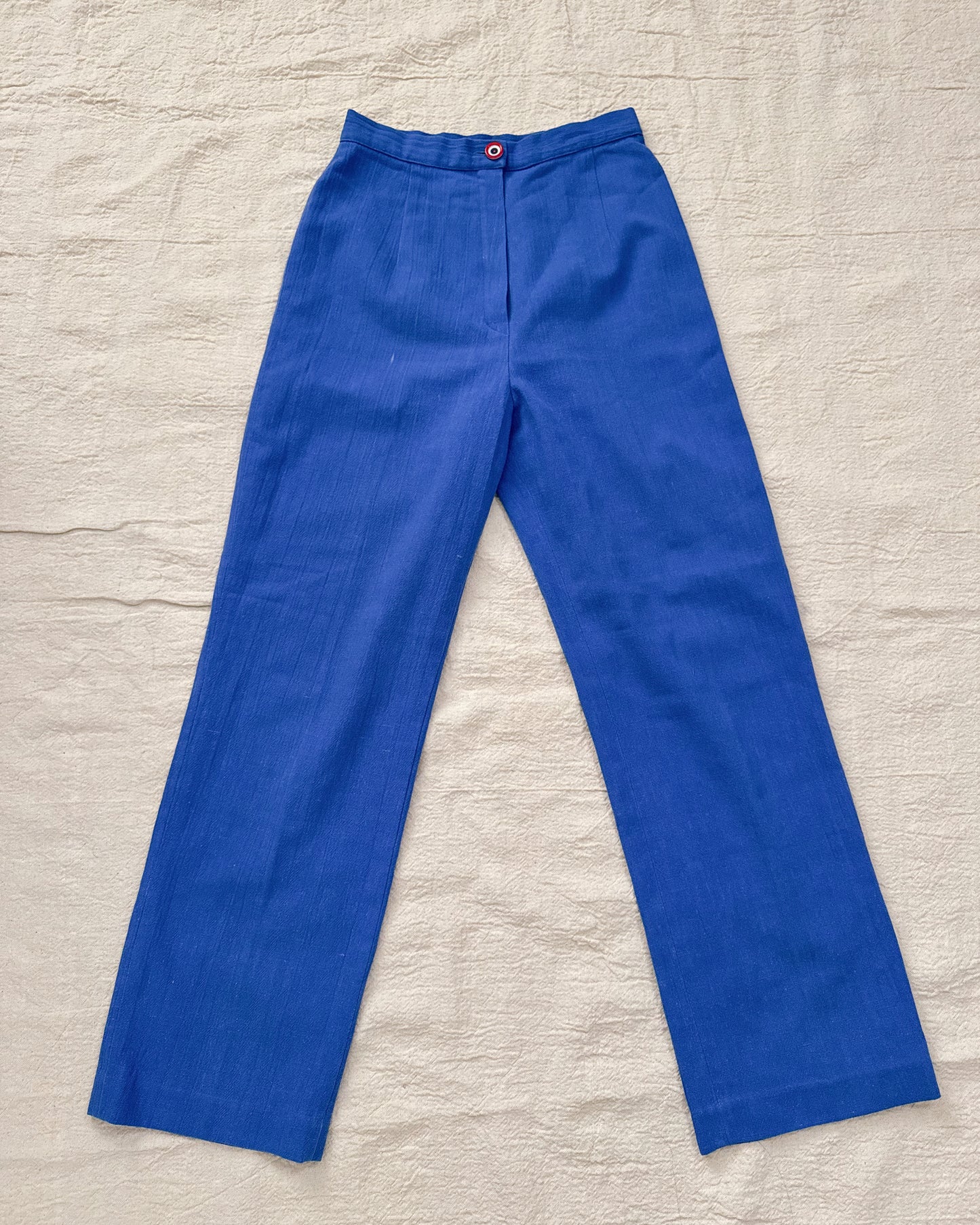 Vintage 60s Blue Linen Pants | Size 25"