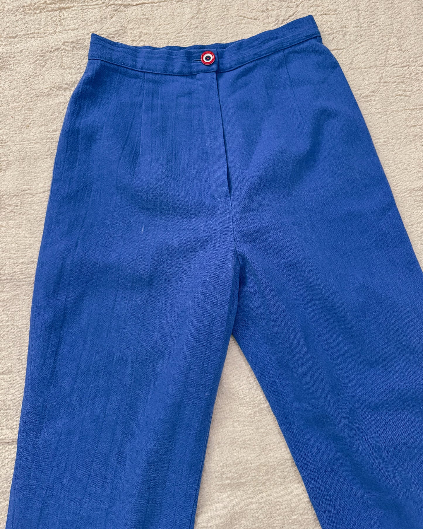Vintage 60s Blue Linen Pants | Size 25"
