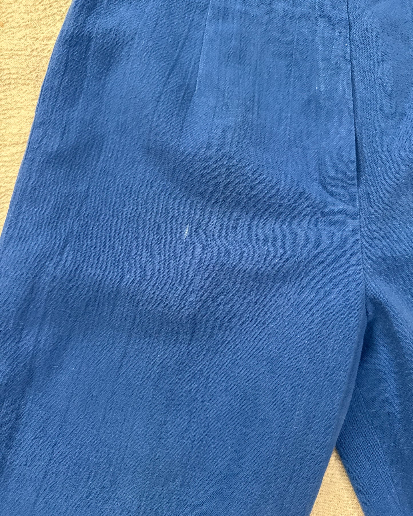 Vintage 60s Blue Linen Pants | Size 25"