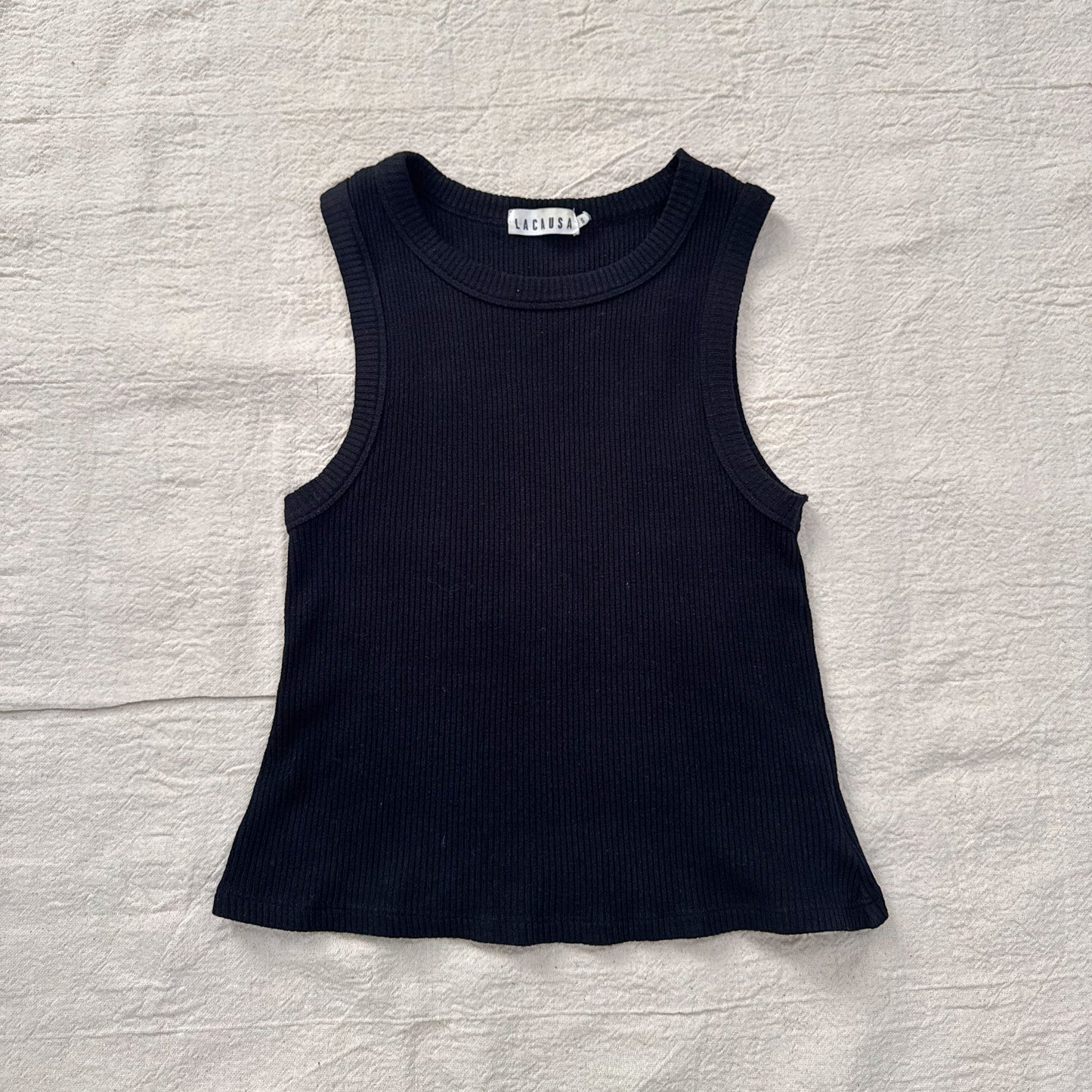 Lacausa Black Ribbed Tank | Size Small