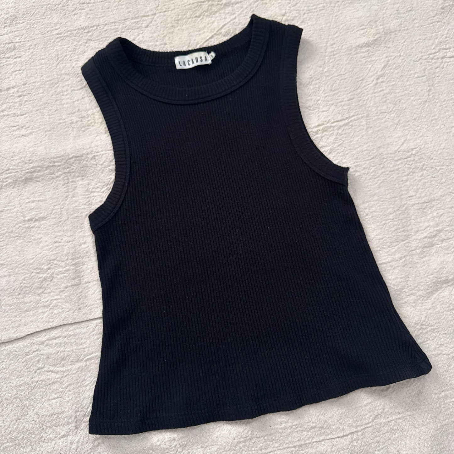 Lacausa Black Ribbed Tank | Size Small
