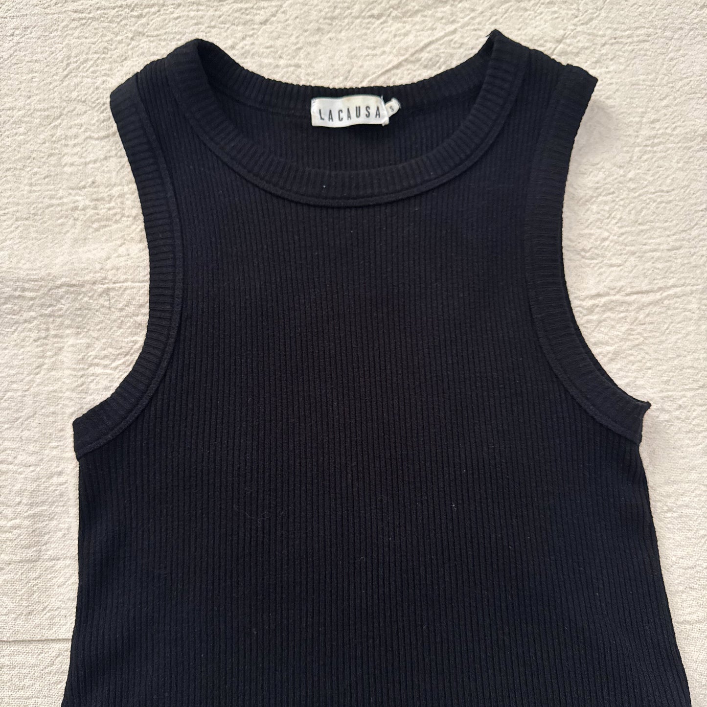 Lacausa Black Ribbed Tank | Size Small