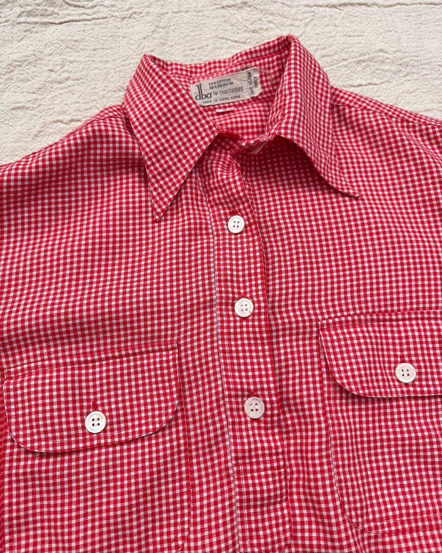Vintage 50s Gingham Long Sleeve | Size Medium