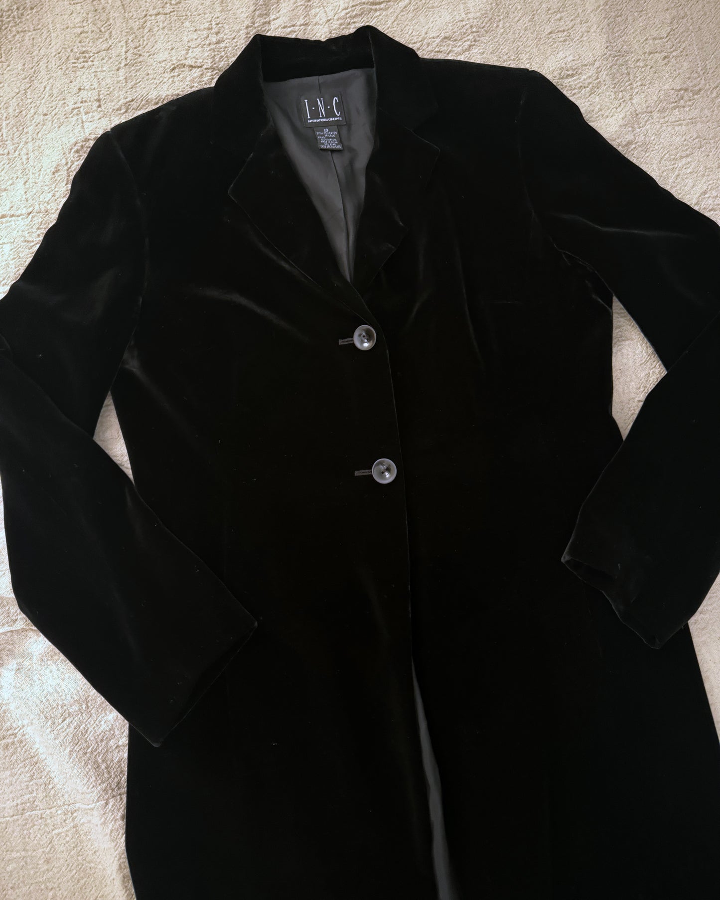 Vintage 90s Velvet Long Jacket | Size Small-Medium