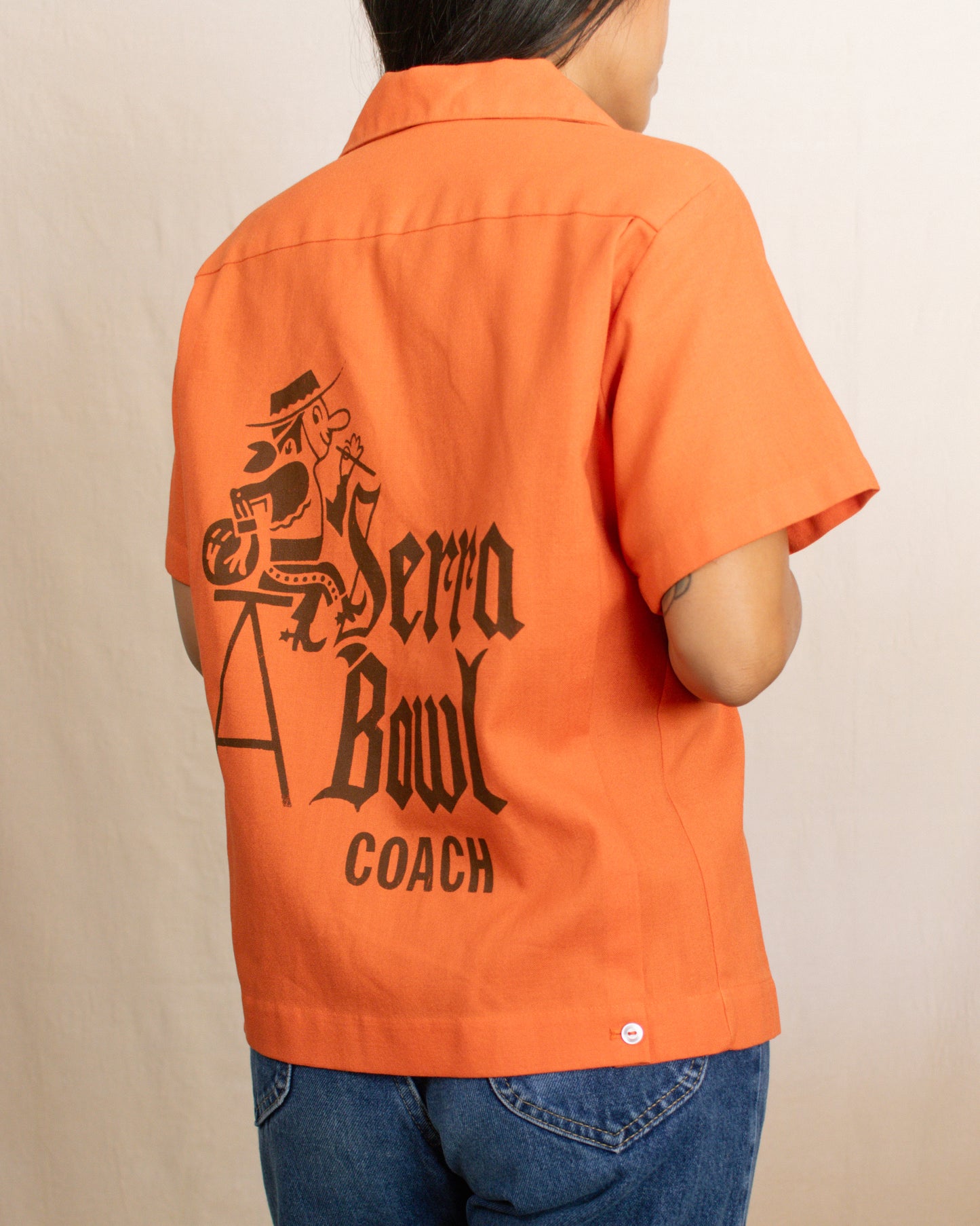 Vintage 50s Orange Bowling Shirt | Medium