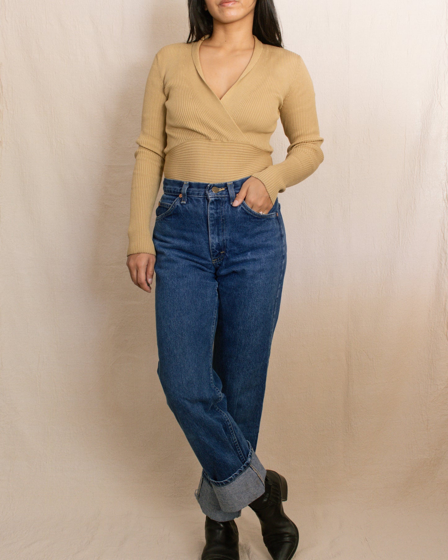 Vintage 90s Ribbed Long Sleeve | Small