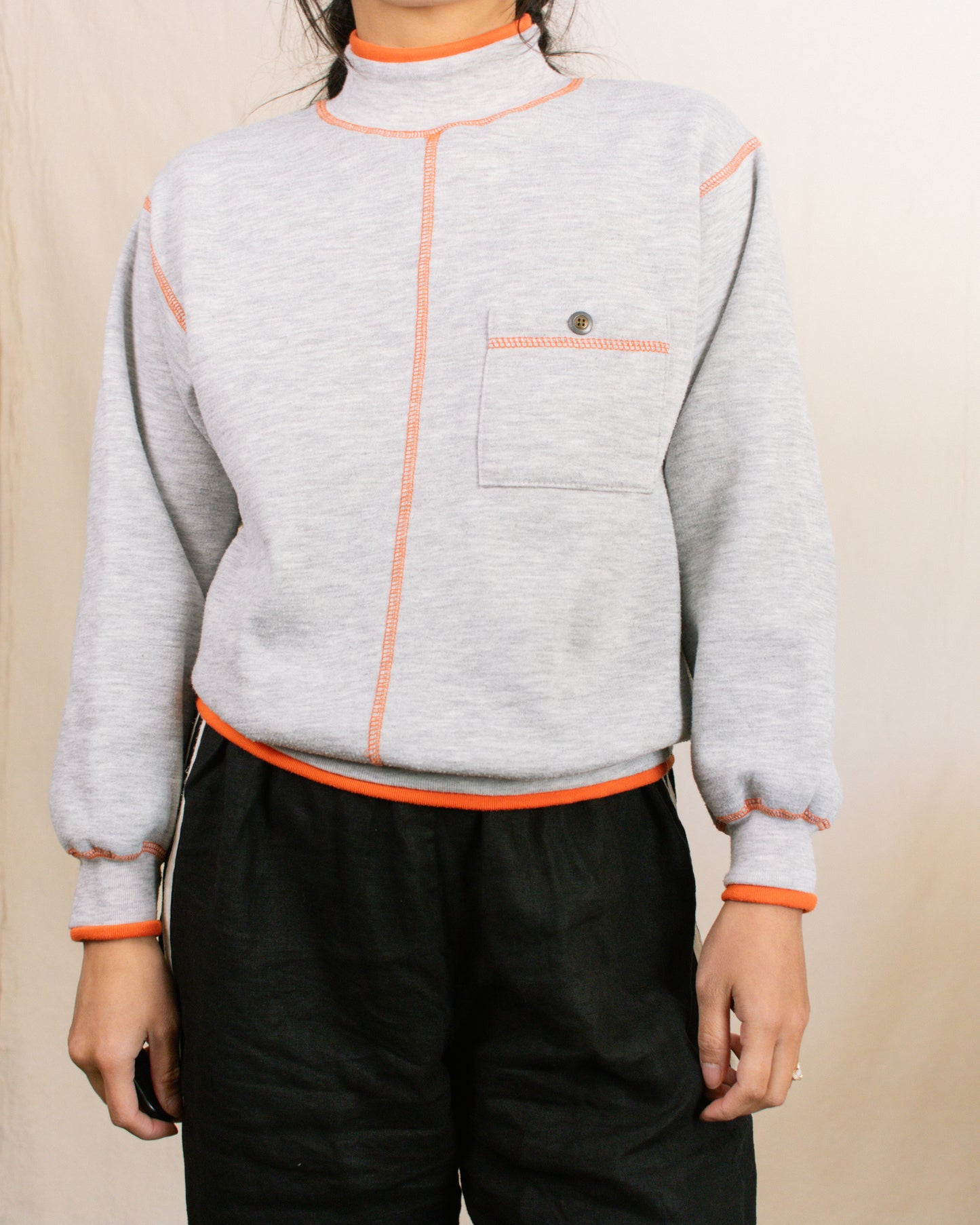 Vintage 70s Grey Sporty Sweatshirt | Size XS/S