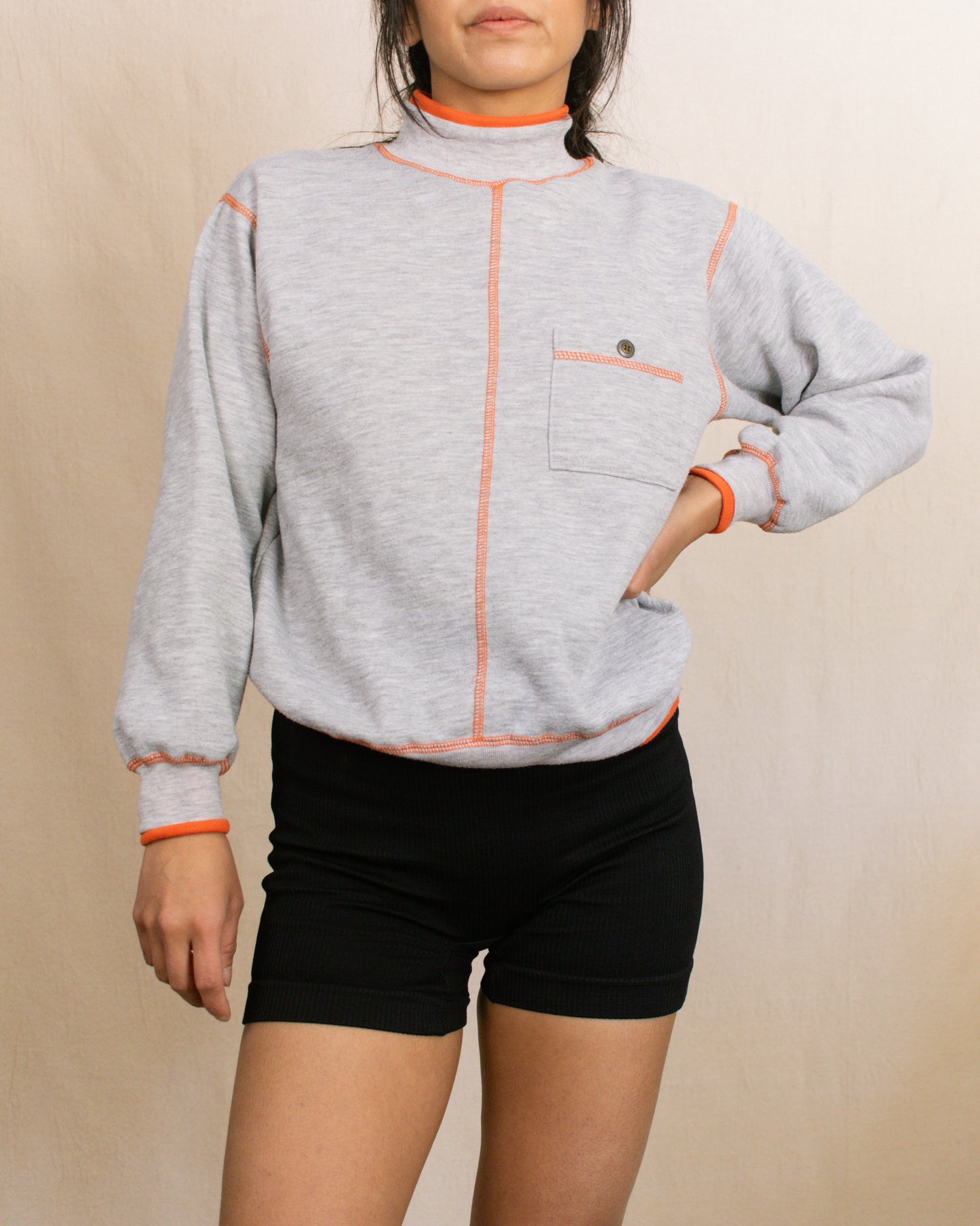 Vintage 70s Grey Sporty Sweatshirt | Size XS/S