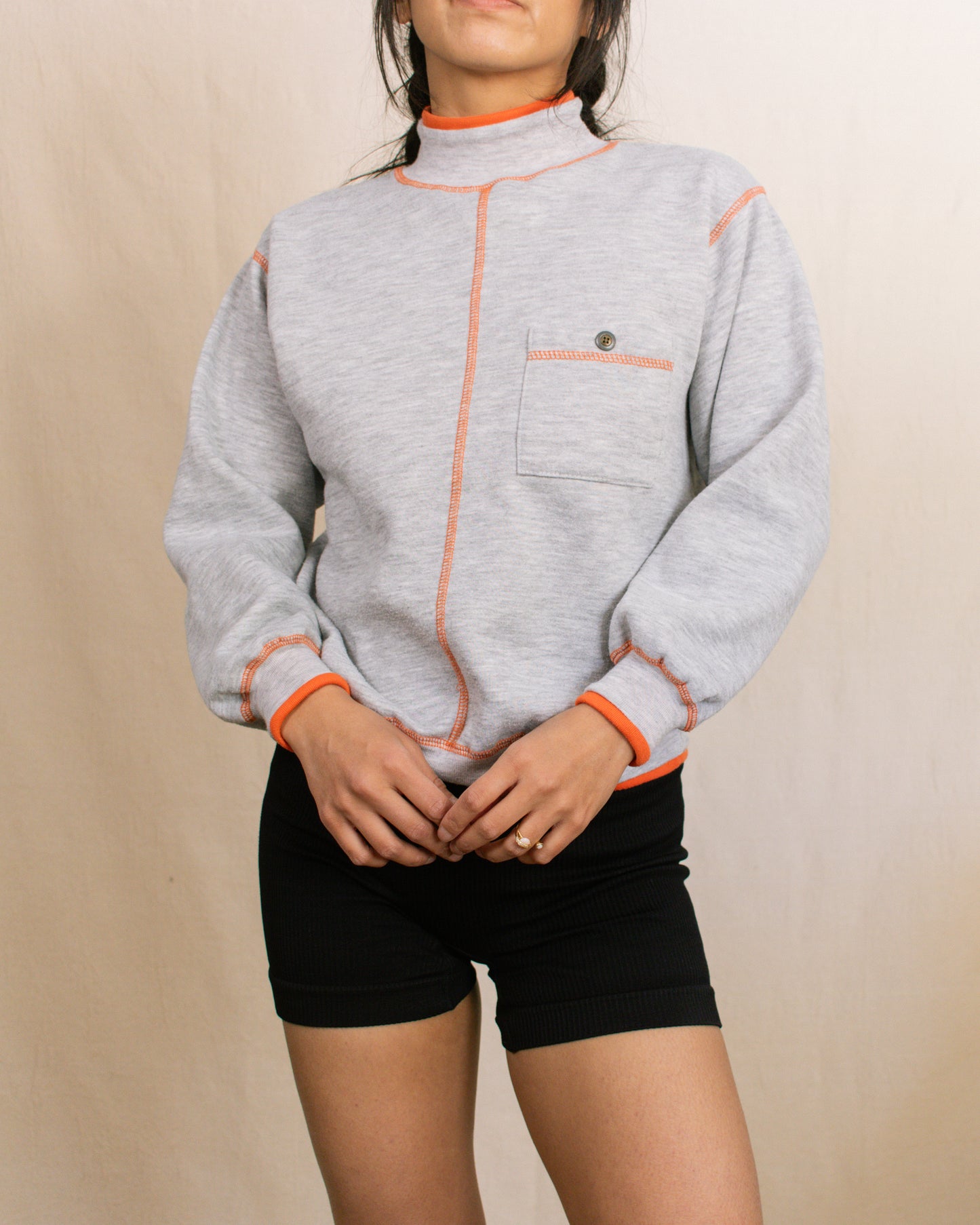 Vintage 70s Grey Sporty Sweatshirt | Size XS/S