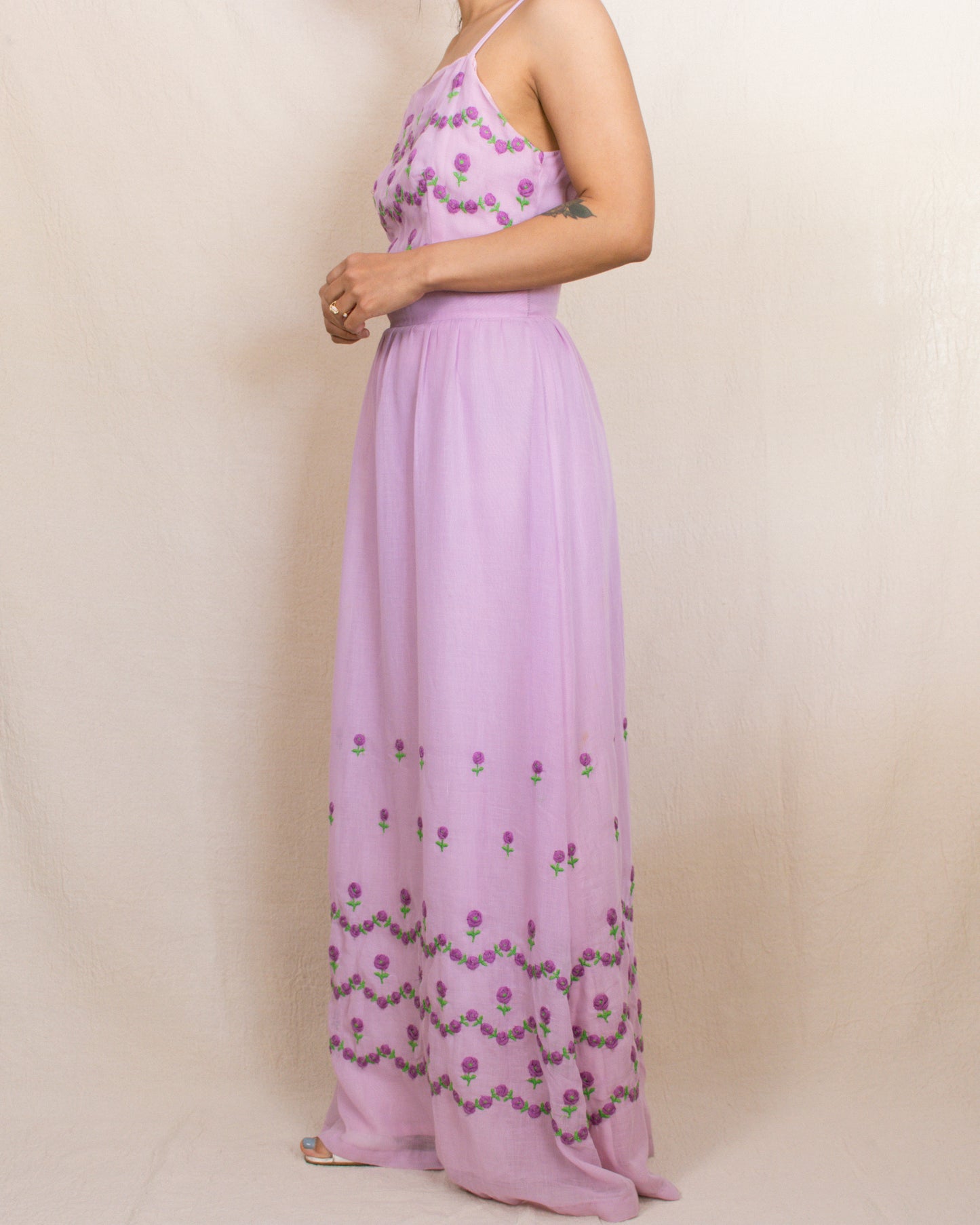 Vintage 50s/60s Lavender Floral Dress | Size Small