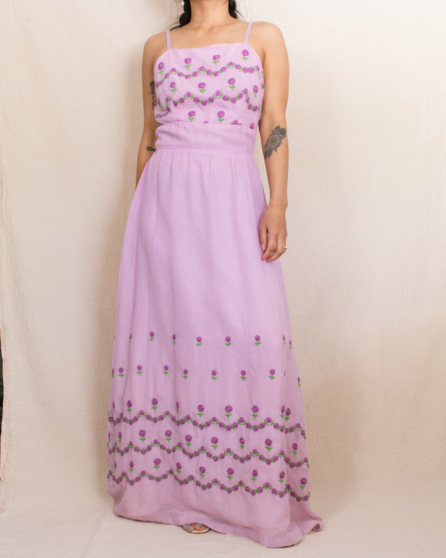 Vintage 50s/60s Lavender Floral Dress | Size Small