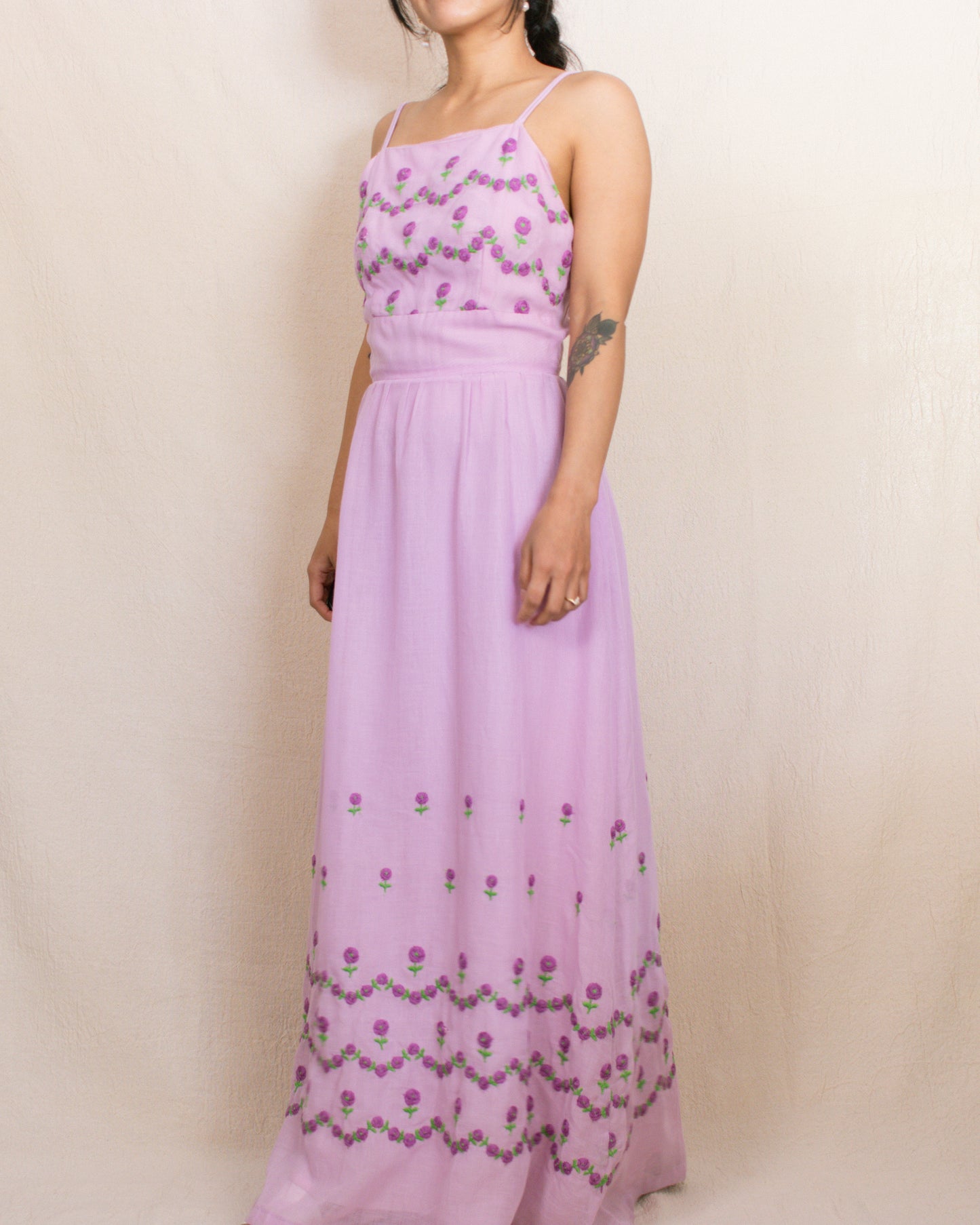 Vintage 50s/60s Lavender Floral Dress | Size Small
