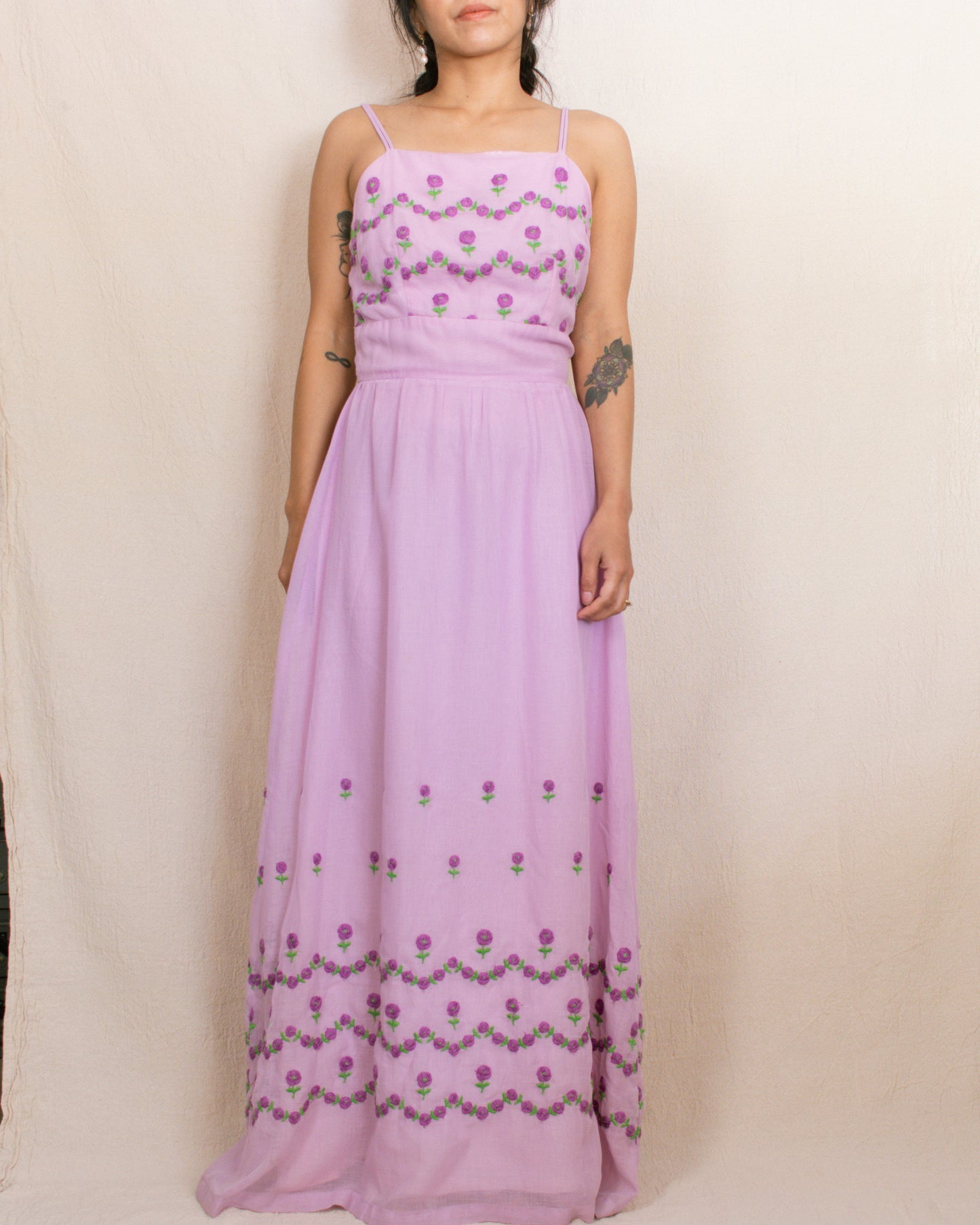 Vintage 50s/60s Lavender Floral Dress | Size Small