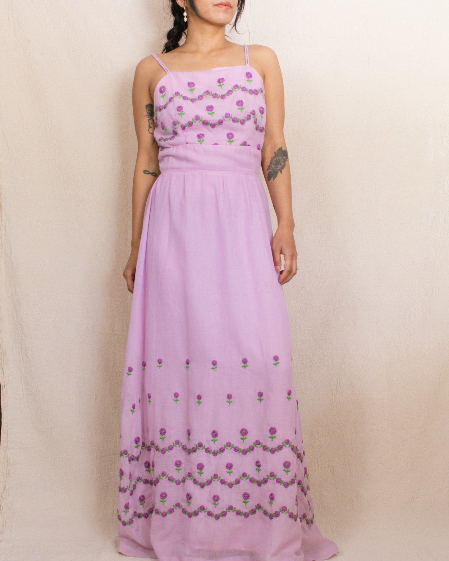 Vintage 50s/60s Lavender Floral Dress | Size Small
