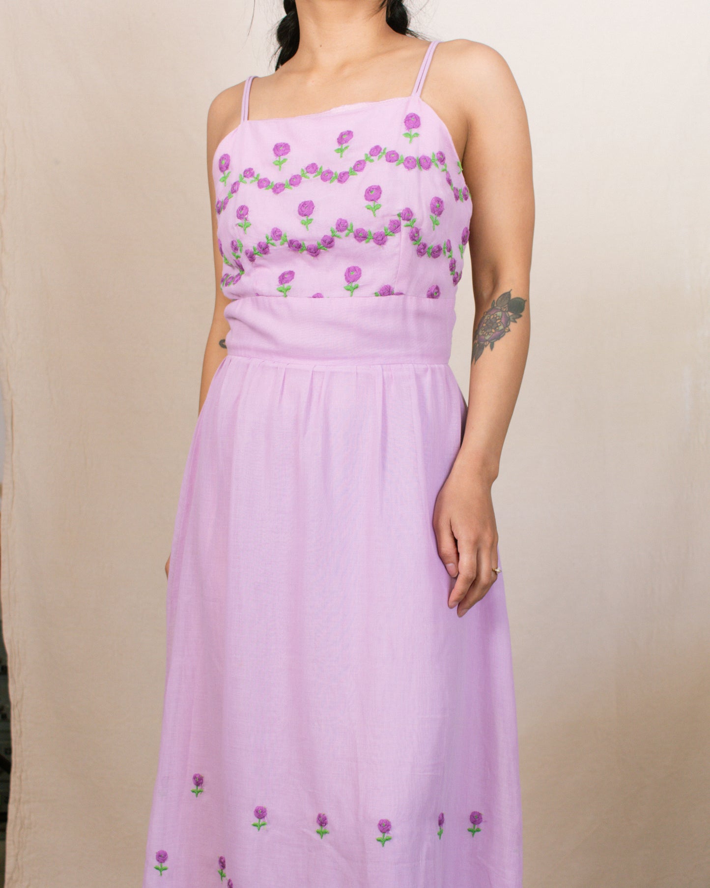 Vintage 50s/60s Lavender Floral Dress | Size Small