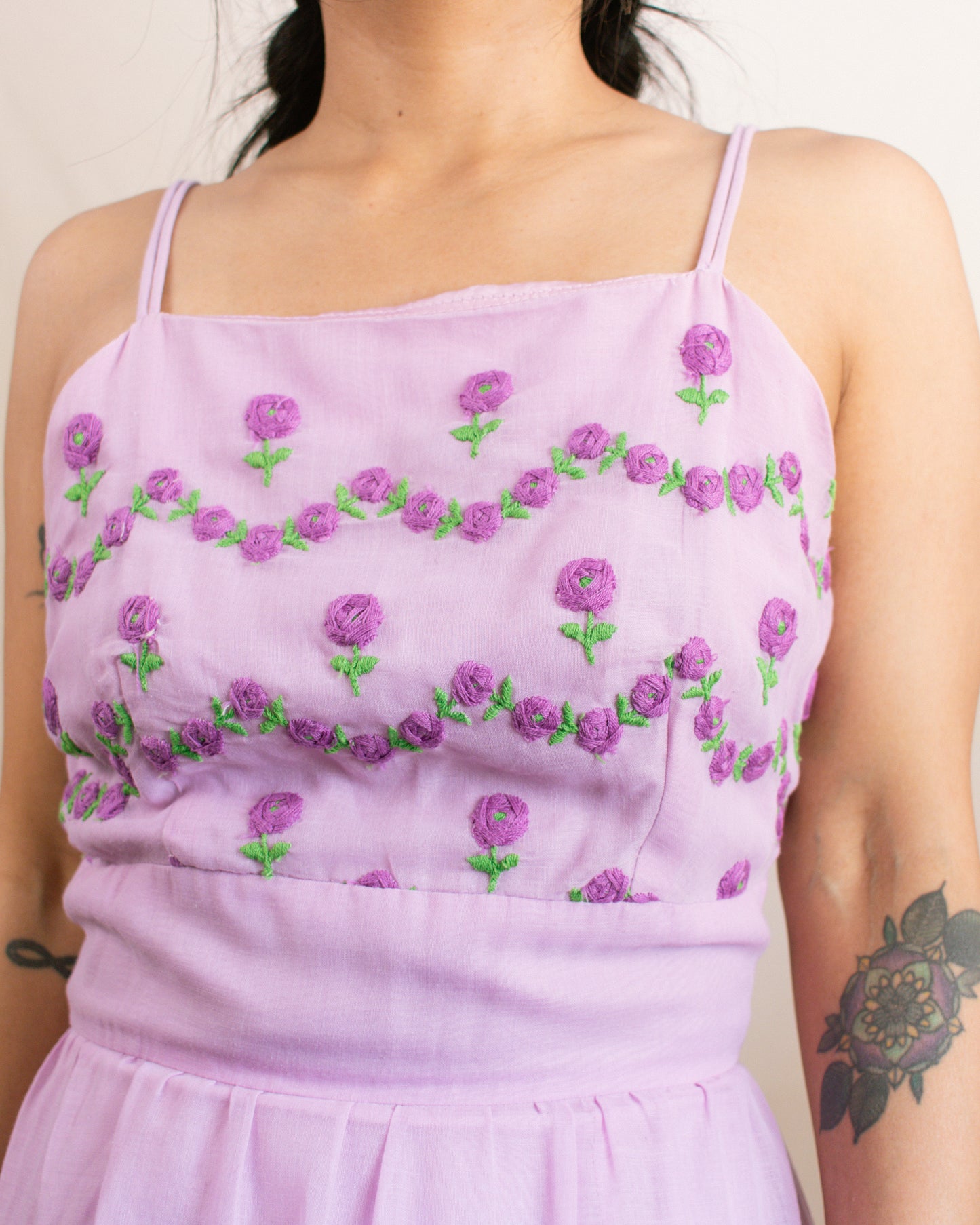 Vintage 50s/60s Lavender Floral Dress | Size Small