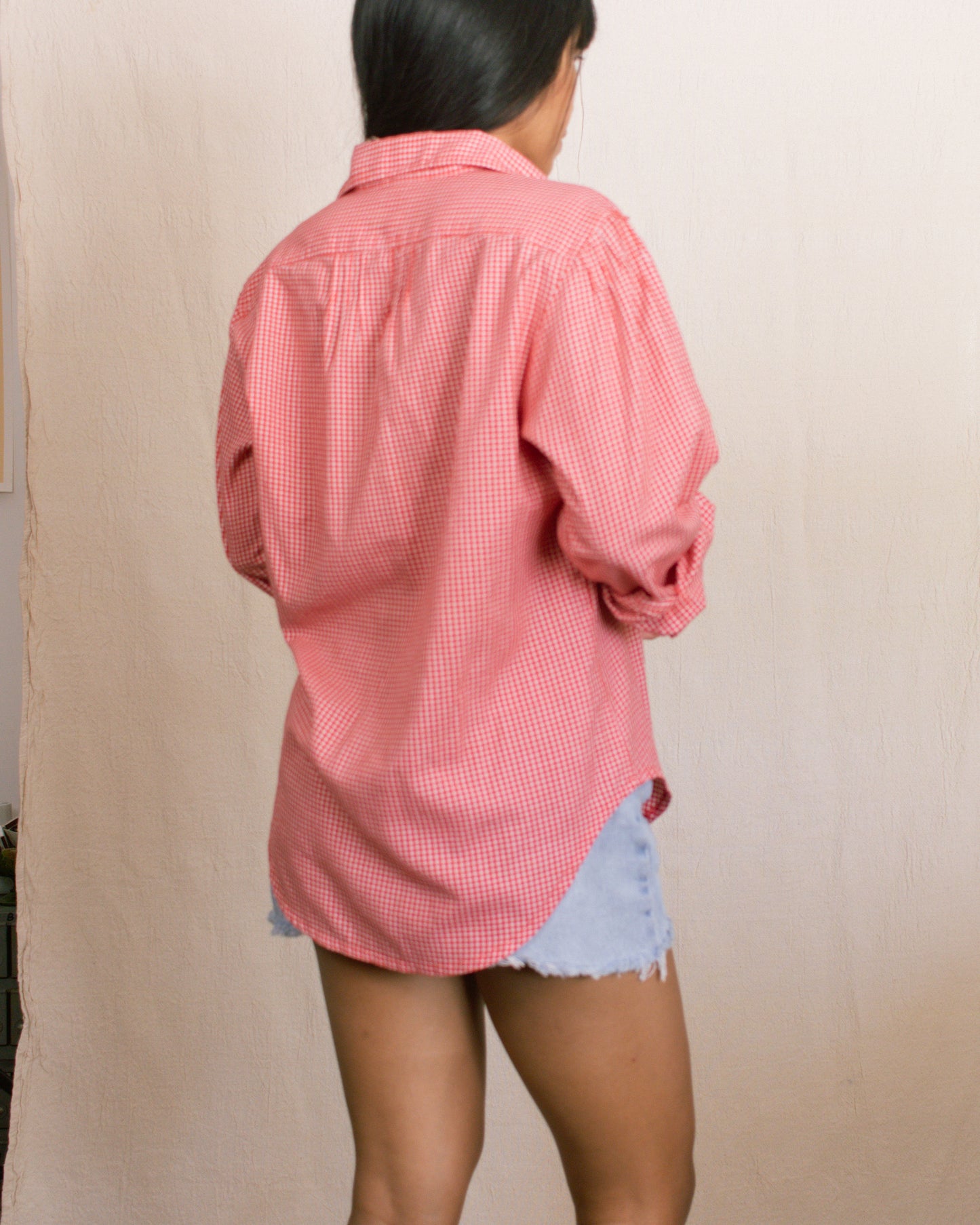 Vintage 50s Gingham Long Sleeve | Size Medium