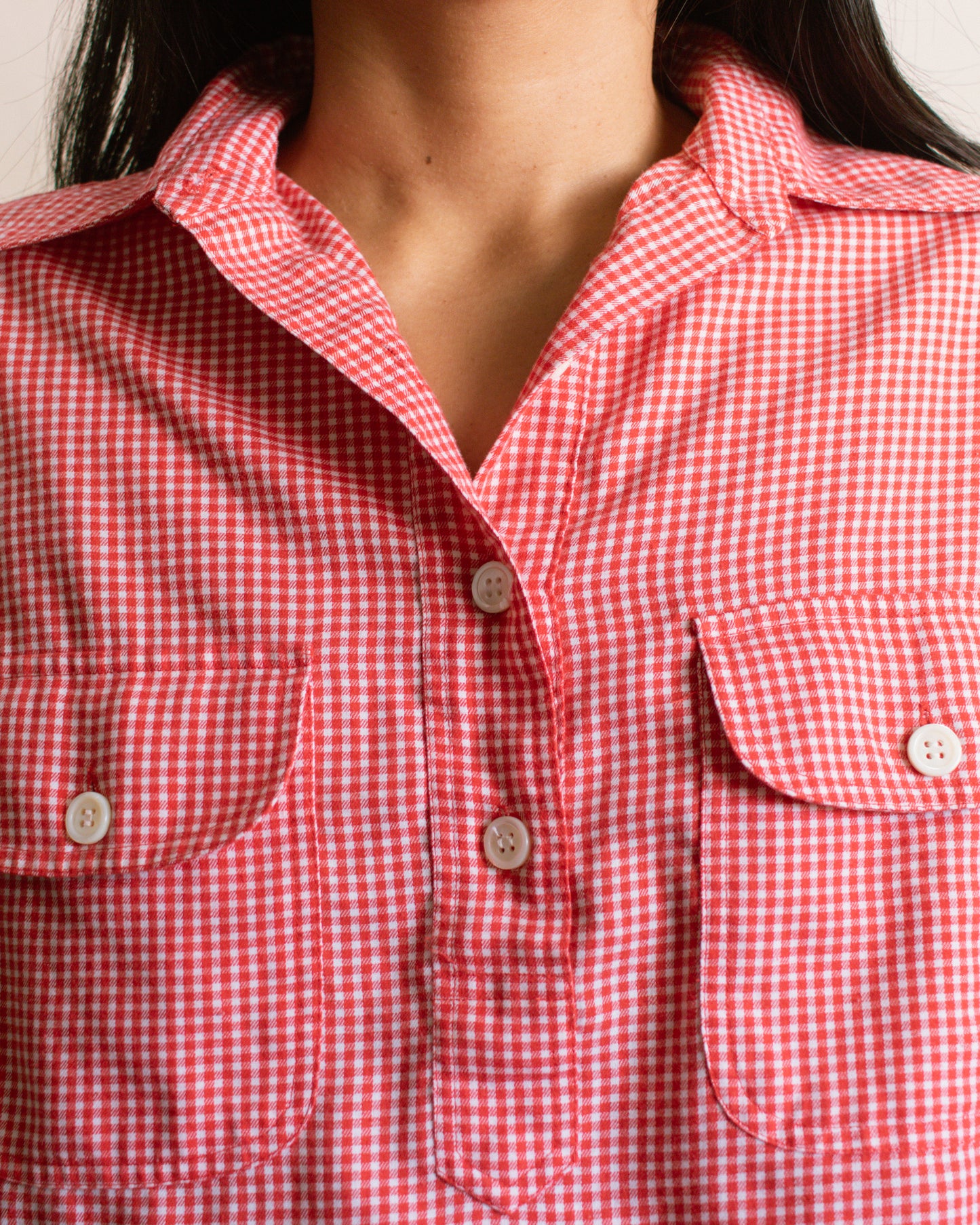 Vintage 50s Gingham Long Sleeve | Size Medium