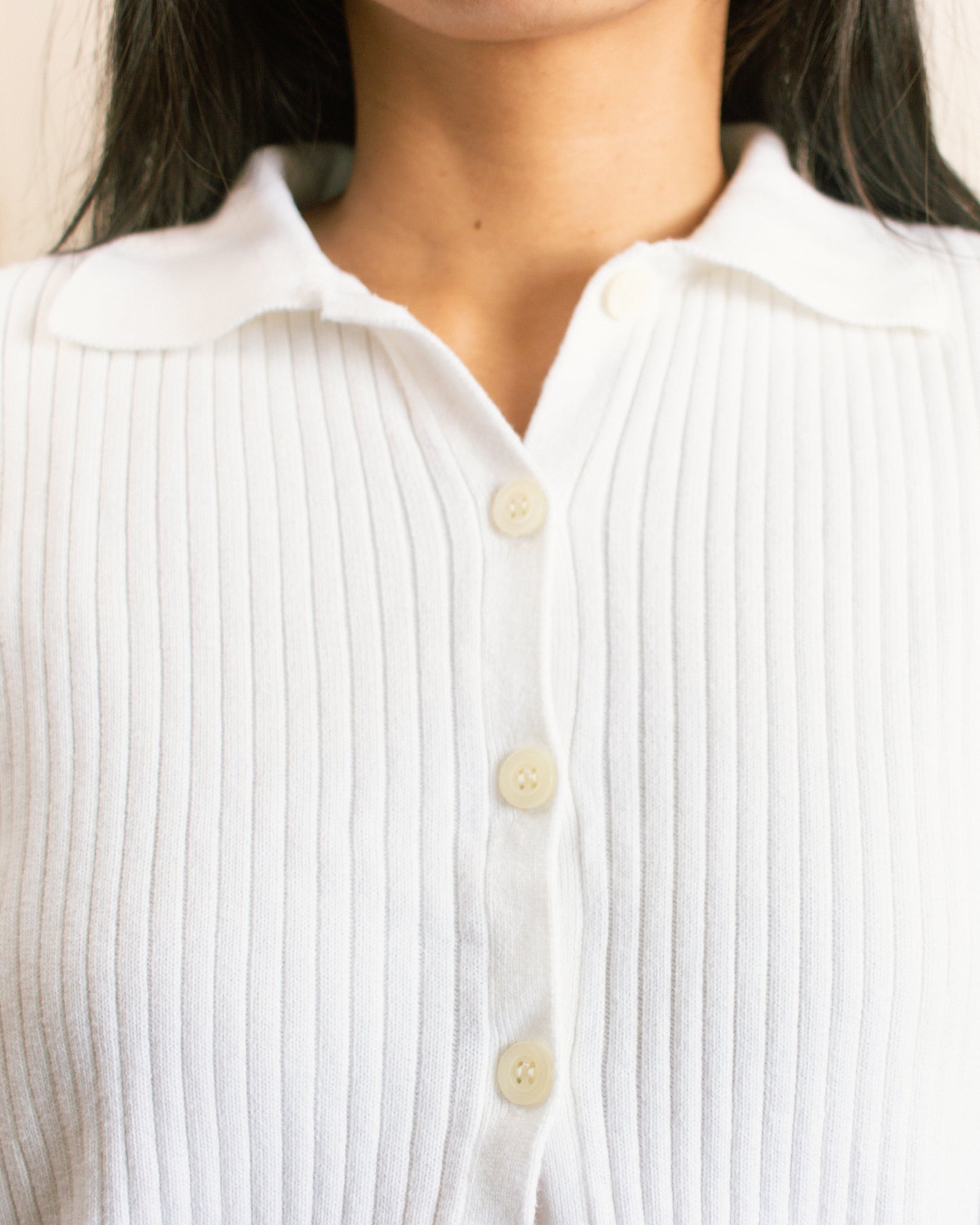 Vintage 90s White Ribbed Cardigan | Size Small-Medium