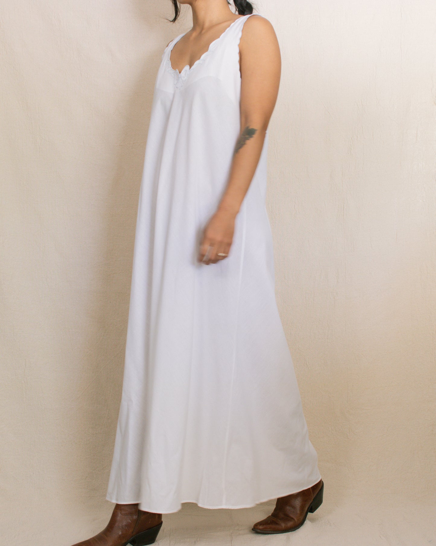 Vintage 90s White Maxi Dress | Size Medium