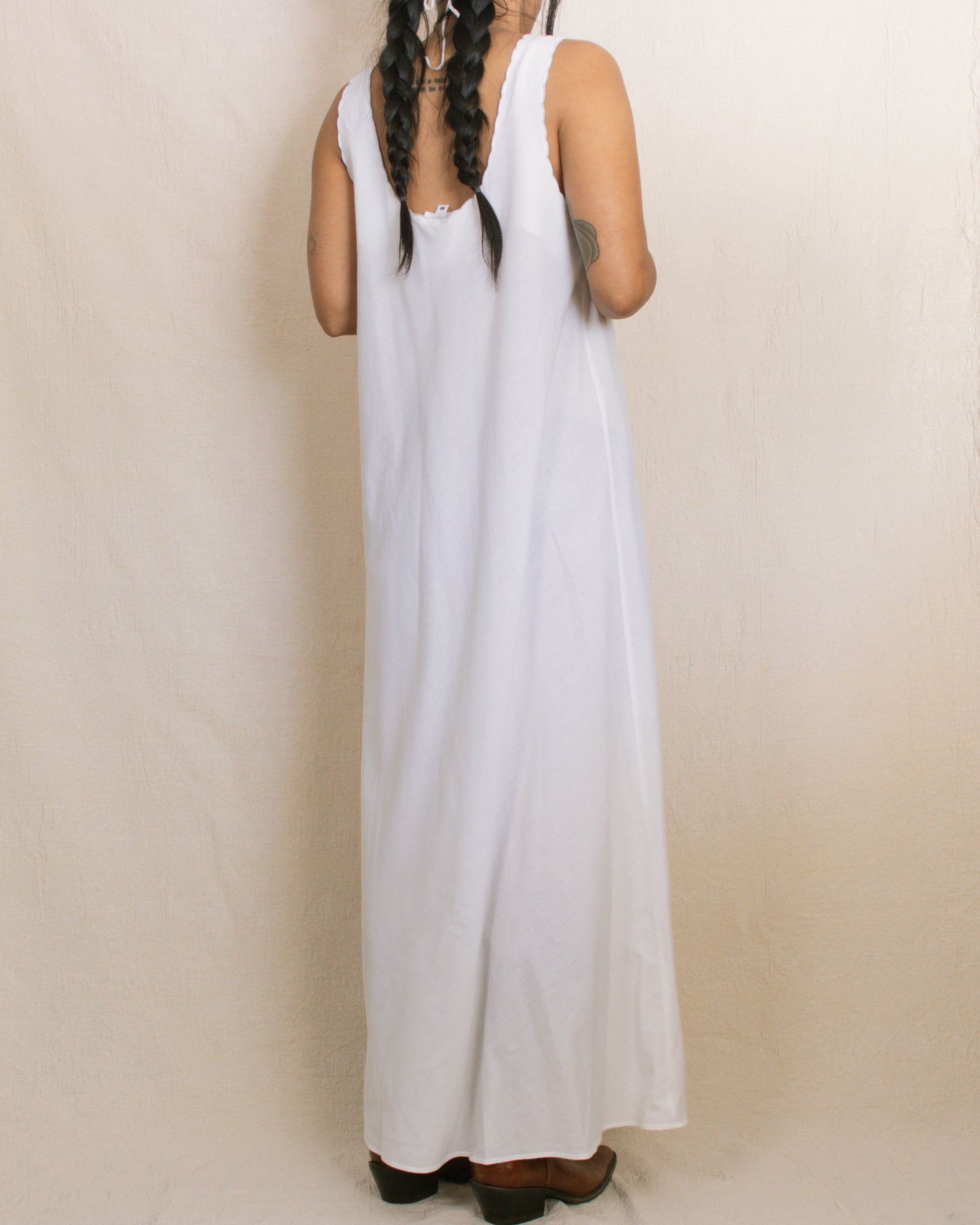 Vintage 90s White Maxi Dress | Size Medium