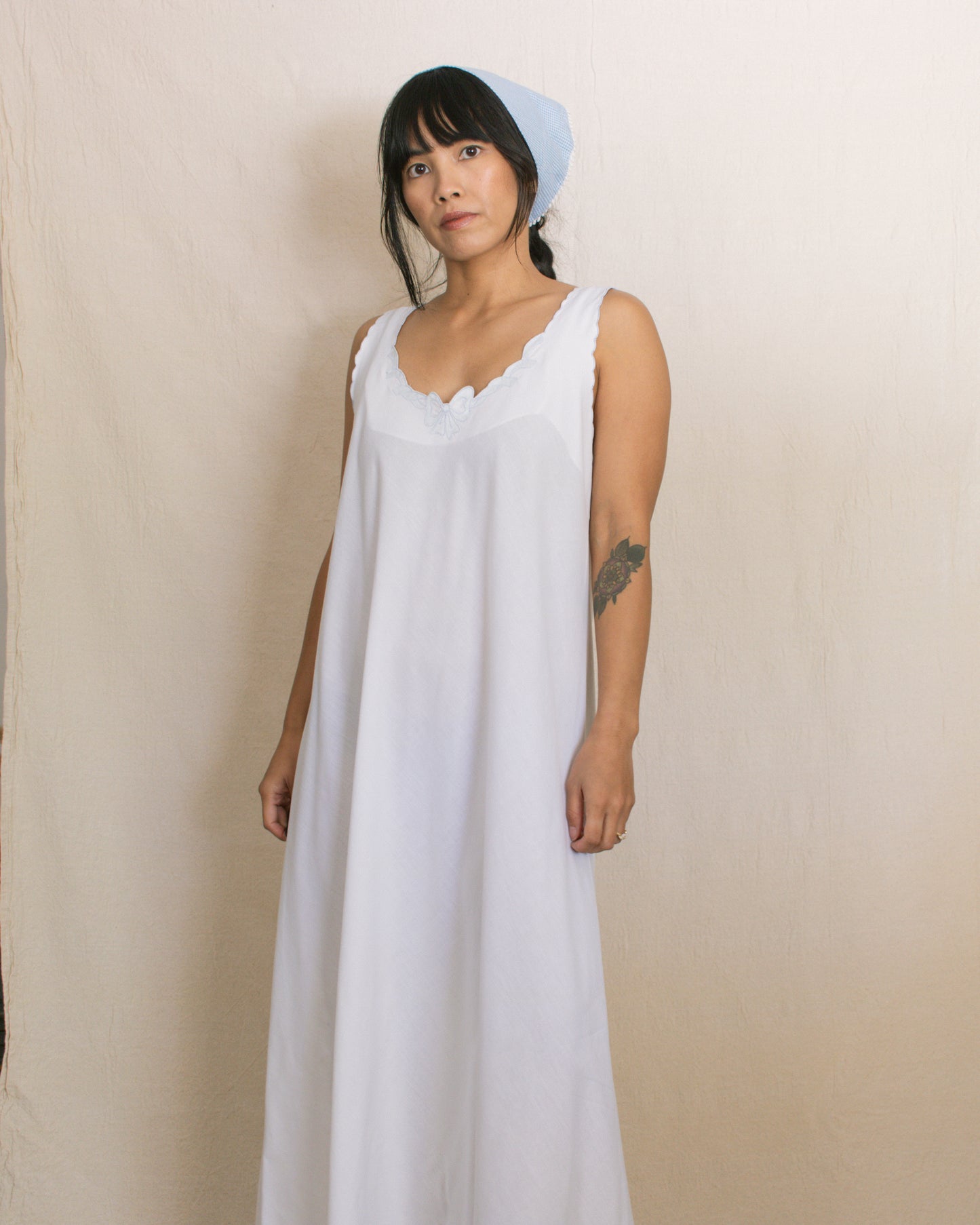 Vintage 90s White Maxi Dress | Size Medium