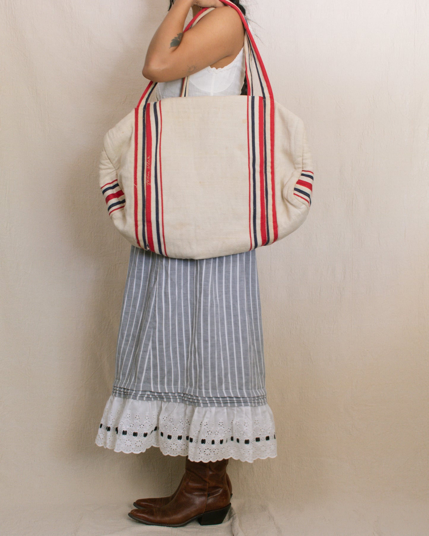 Vintage Striped Duffel Bag