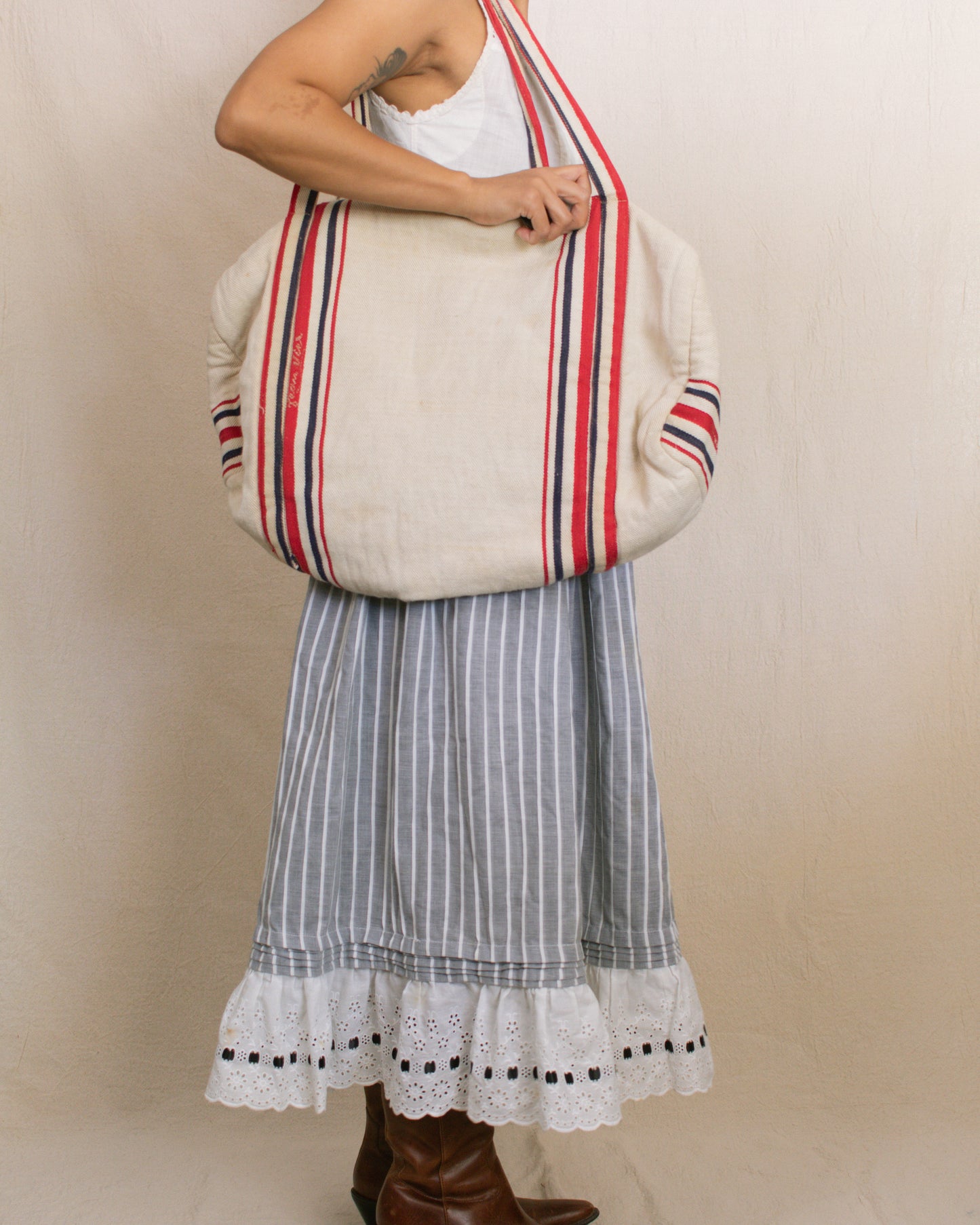 Vintage Striped Duffel Bag