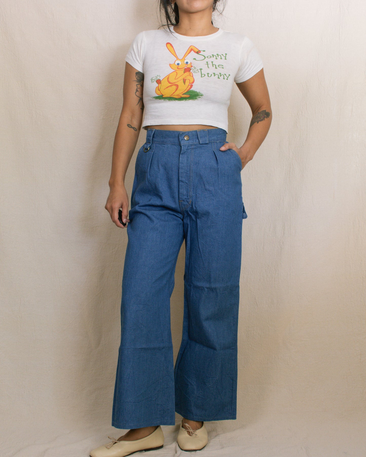 Vintage 70s Wide Leg Carpenter Jeans | Size 24"/25"