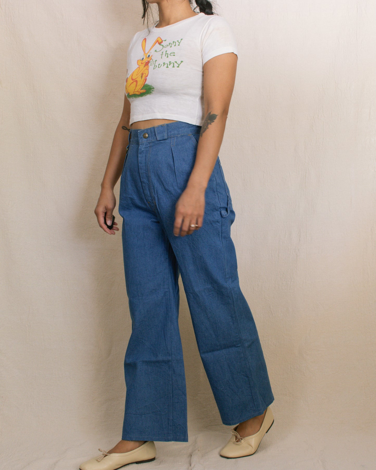 Vintage 70s Wide Leg Carpenter Jeans | Size 24"/25"