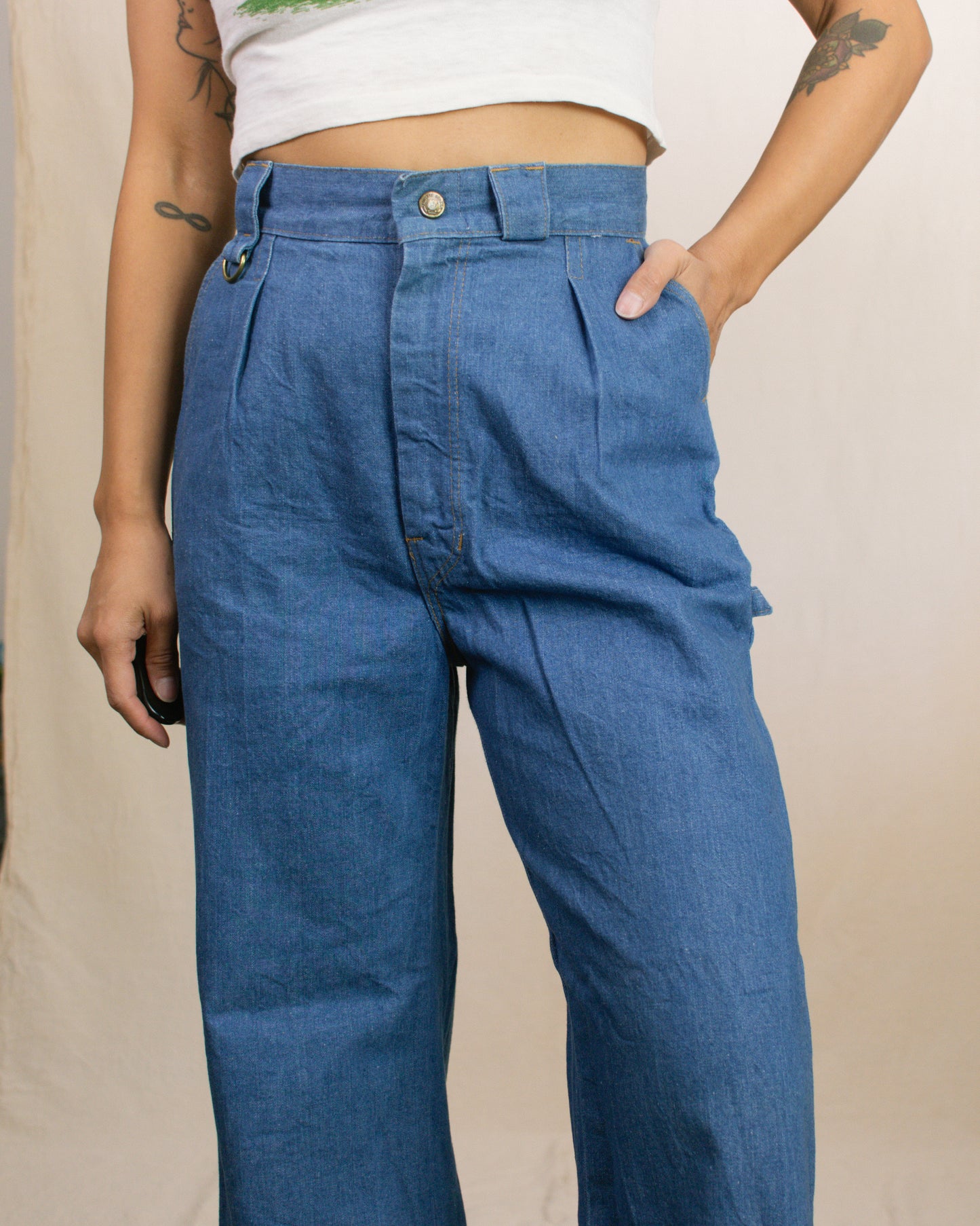 Vintage 70s Wide Leg Carpenter Jeans | Size 24"/25"