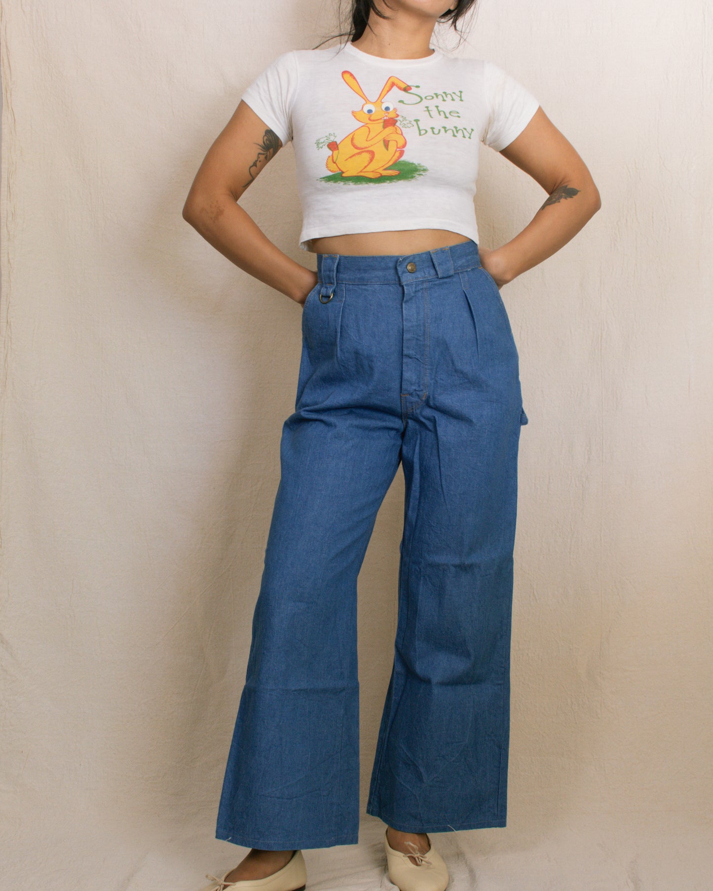 Vintage 70s Wide Leg Carpenter Jeans | Size 24"/25"