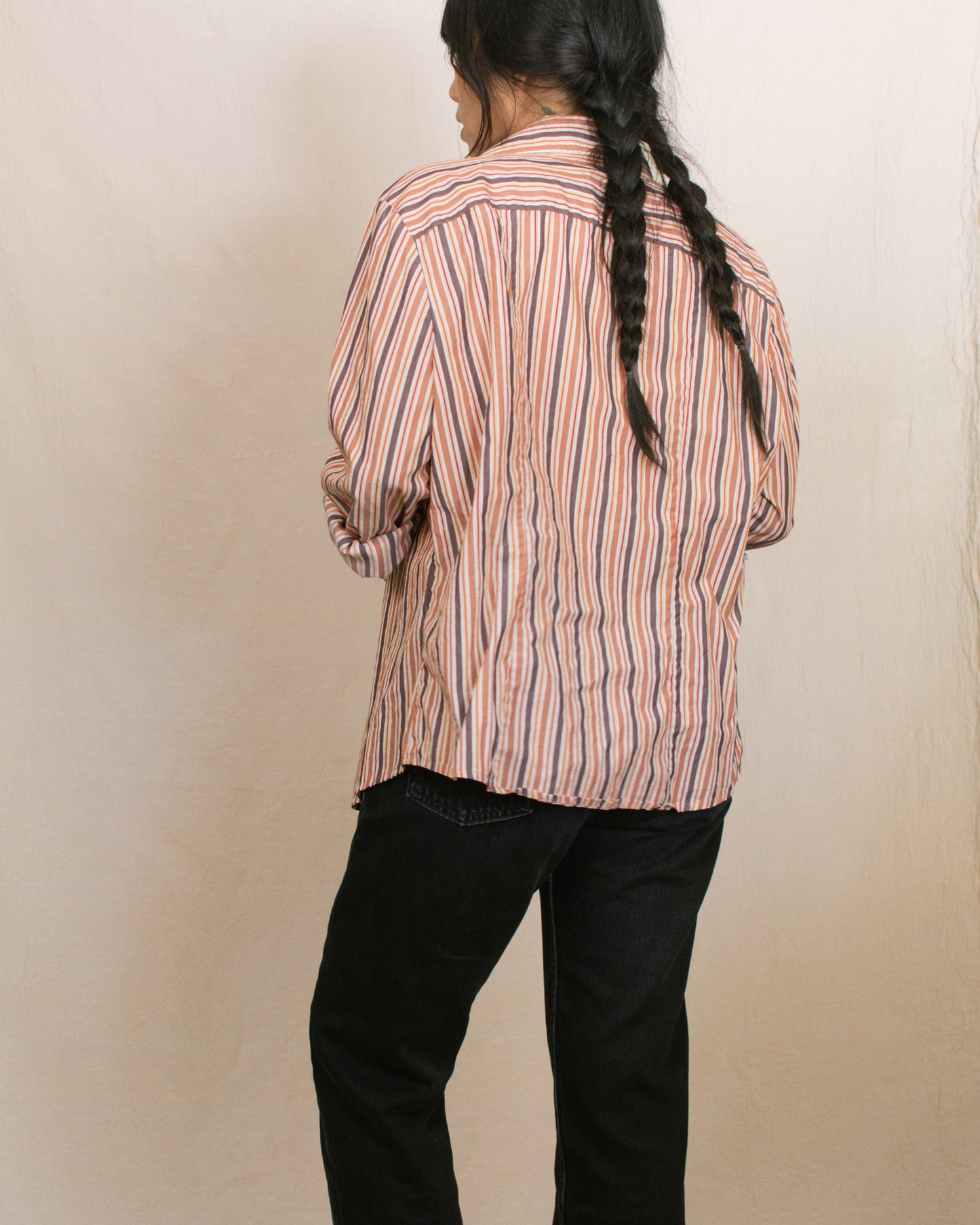 Vintage 90s Striped Button Down Shirt | Size Small-Large