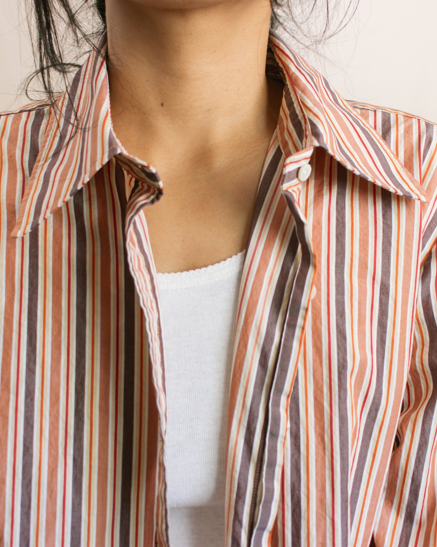 Vintage 90s Striped Button Down Shirt | Size Small-Large