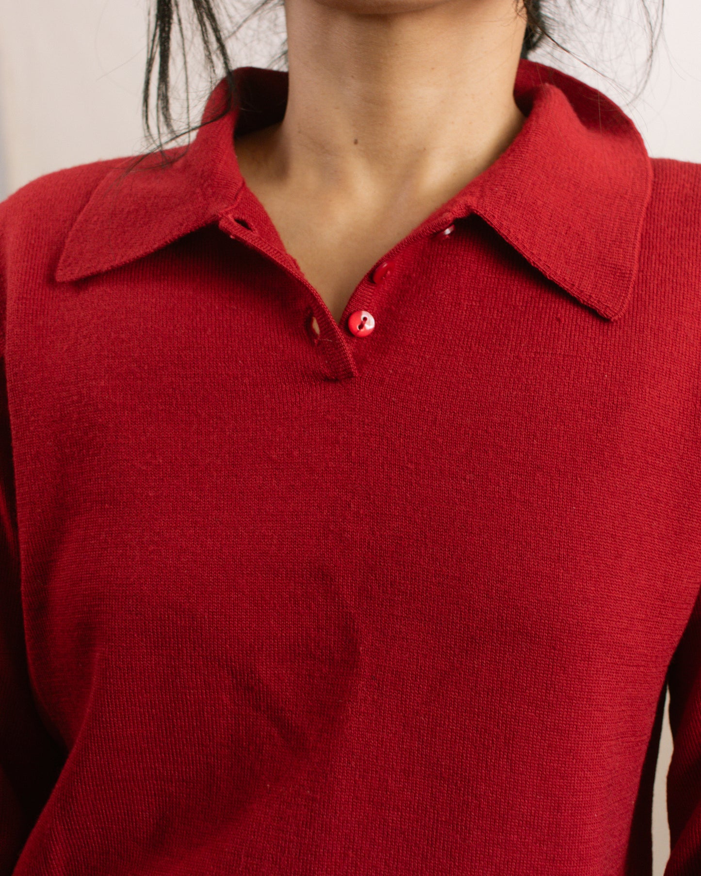 Vintage 90s Red Wool Sweater | Size Small