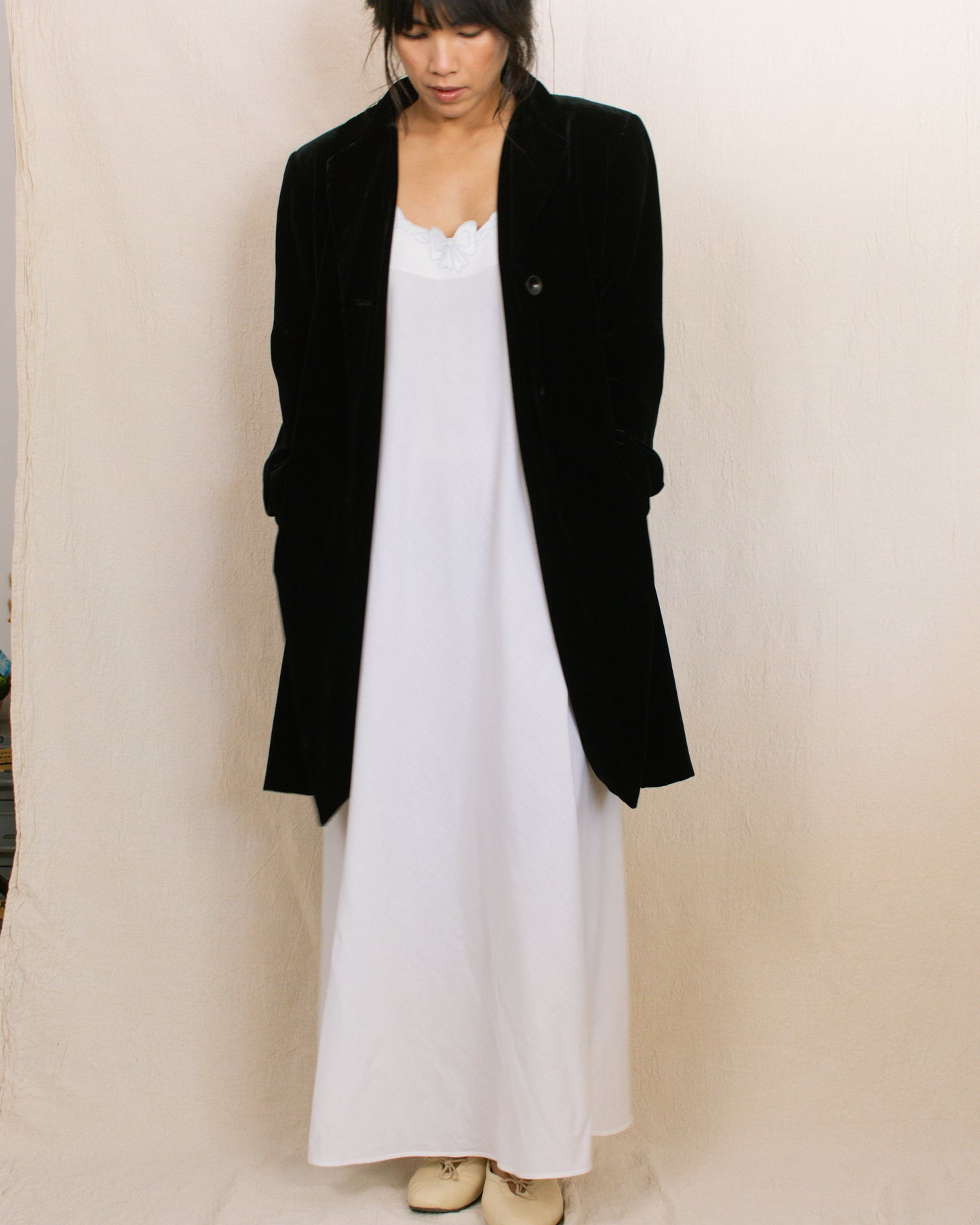 Vintage 90s White Maxi Dress | Size Medium