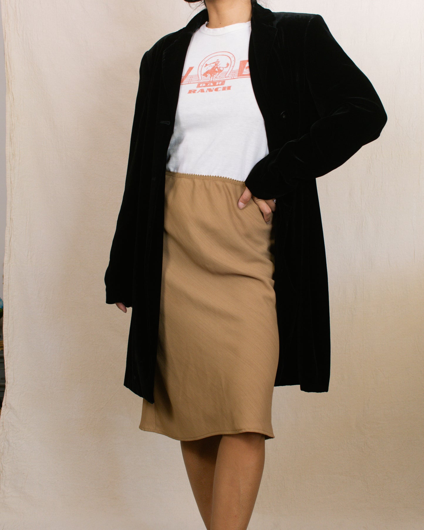 Vintage 90s Velvet Long Jacket | Size Small-Medium