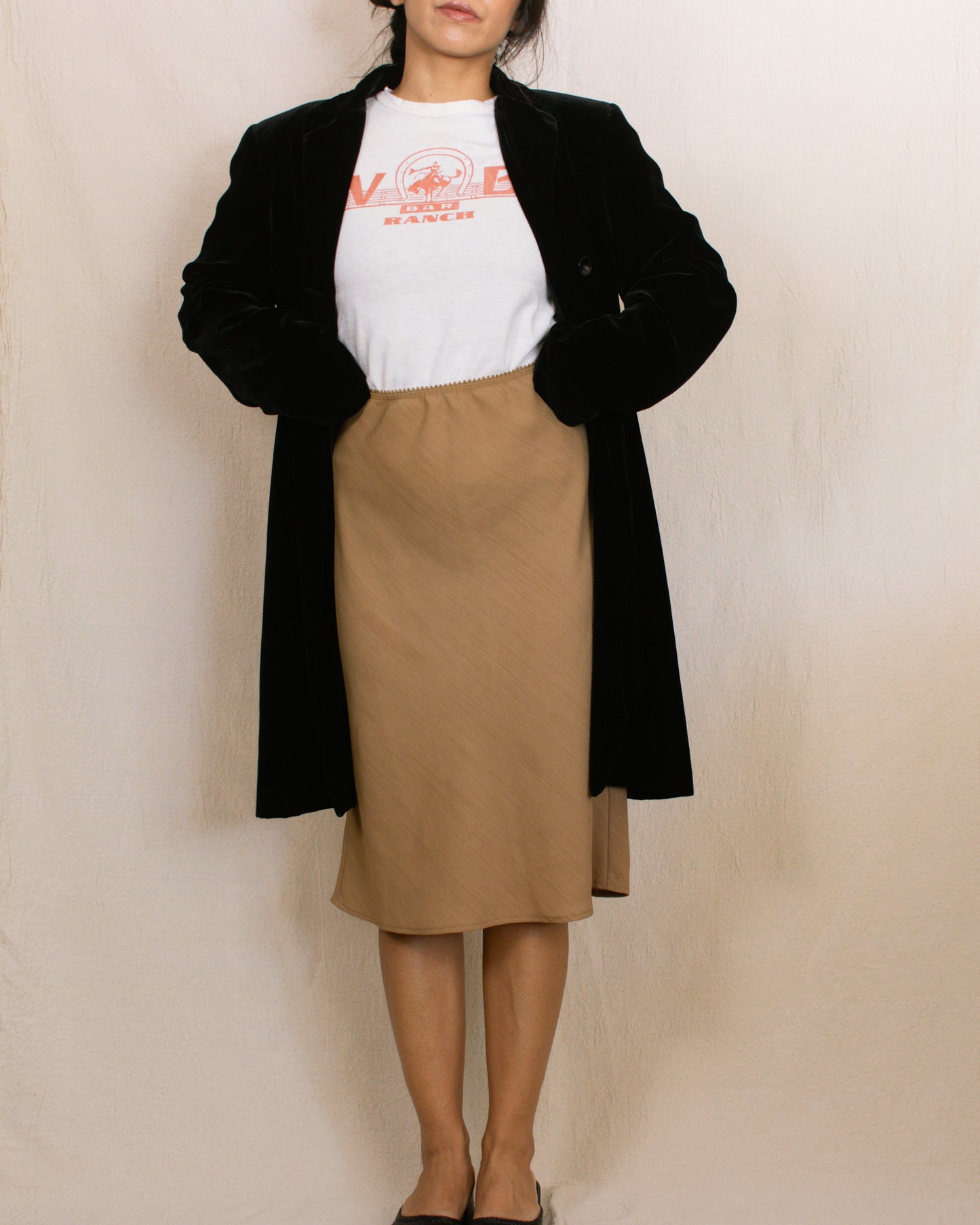 Vintage 90s Velvet Long Jacket | Size Small-Medium