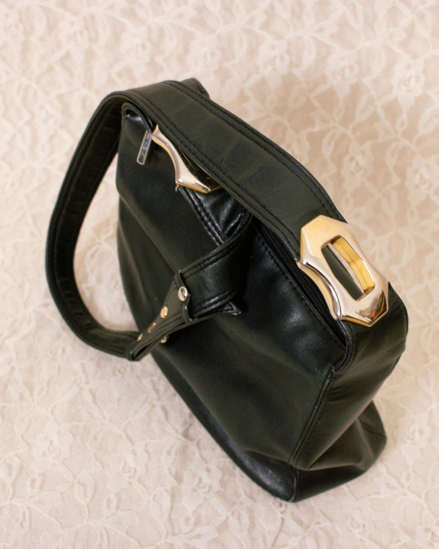 Vintage 90s Black Leather Purse