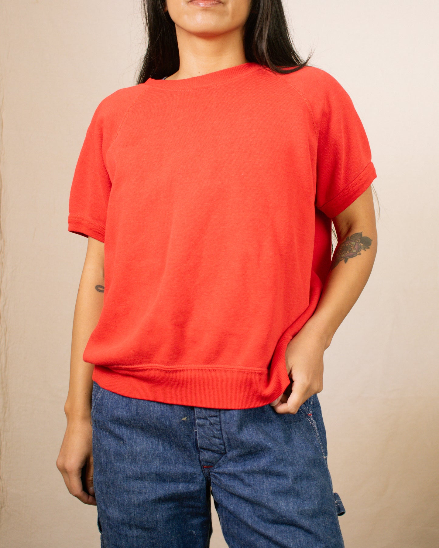 Vintage 80s Red Raglan Sweatshirt | Size M/L