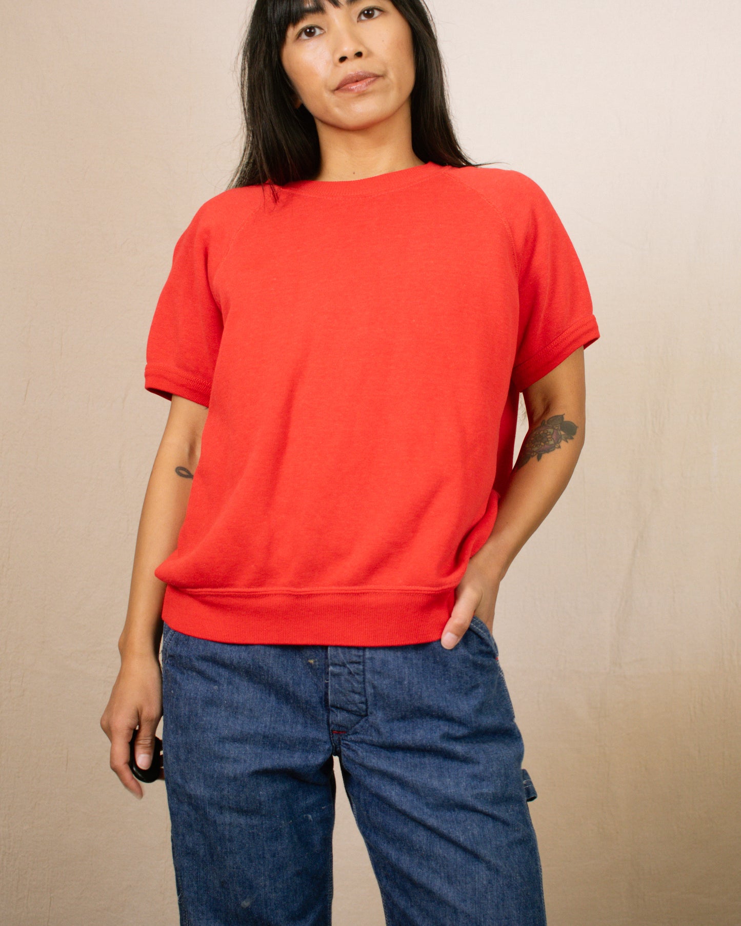 Vintage 80s Red Raglan Sweatshirt | Size M/L