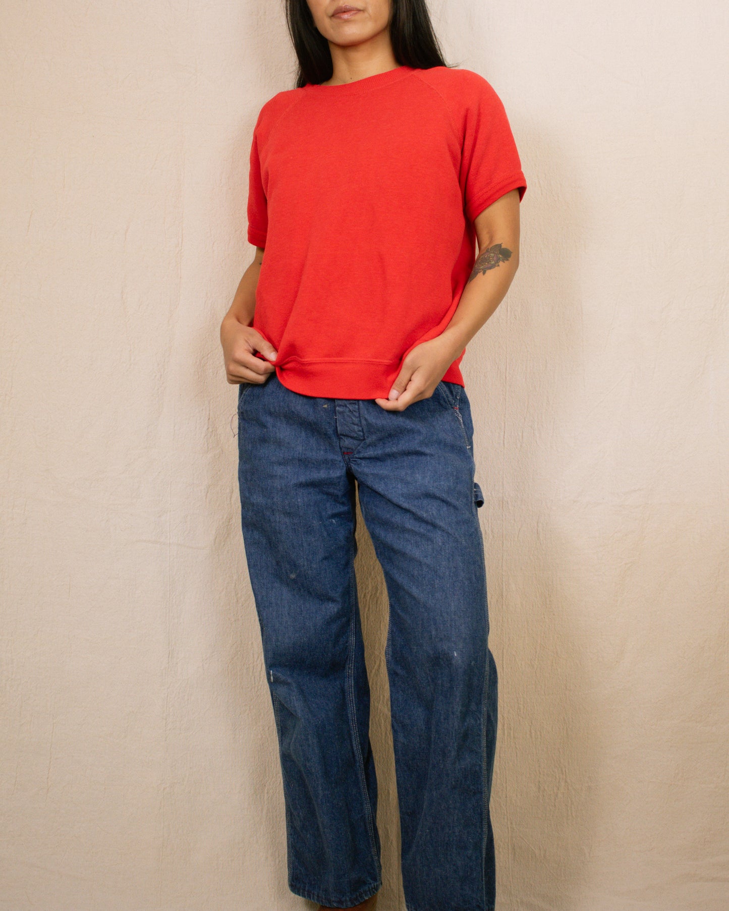 Vintage 80s Red Raglan Sweatshirt | Size M/L