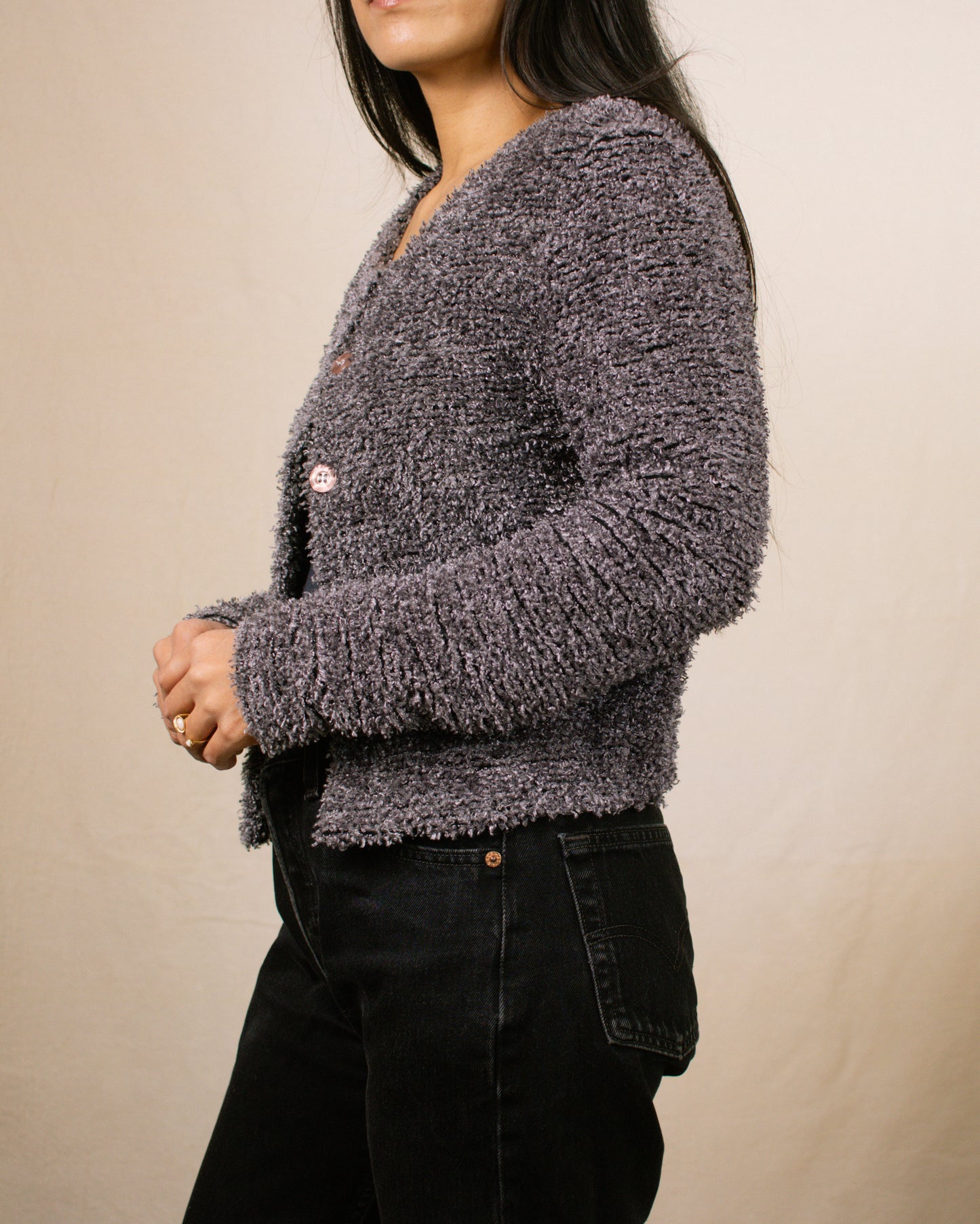 Vintage 90s Dusty Purple Cardigan | Size XS/S