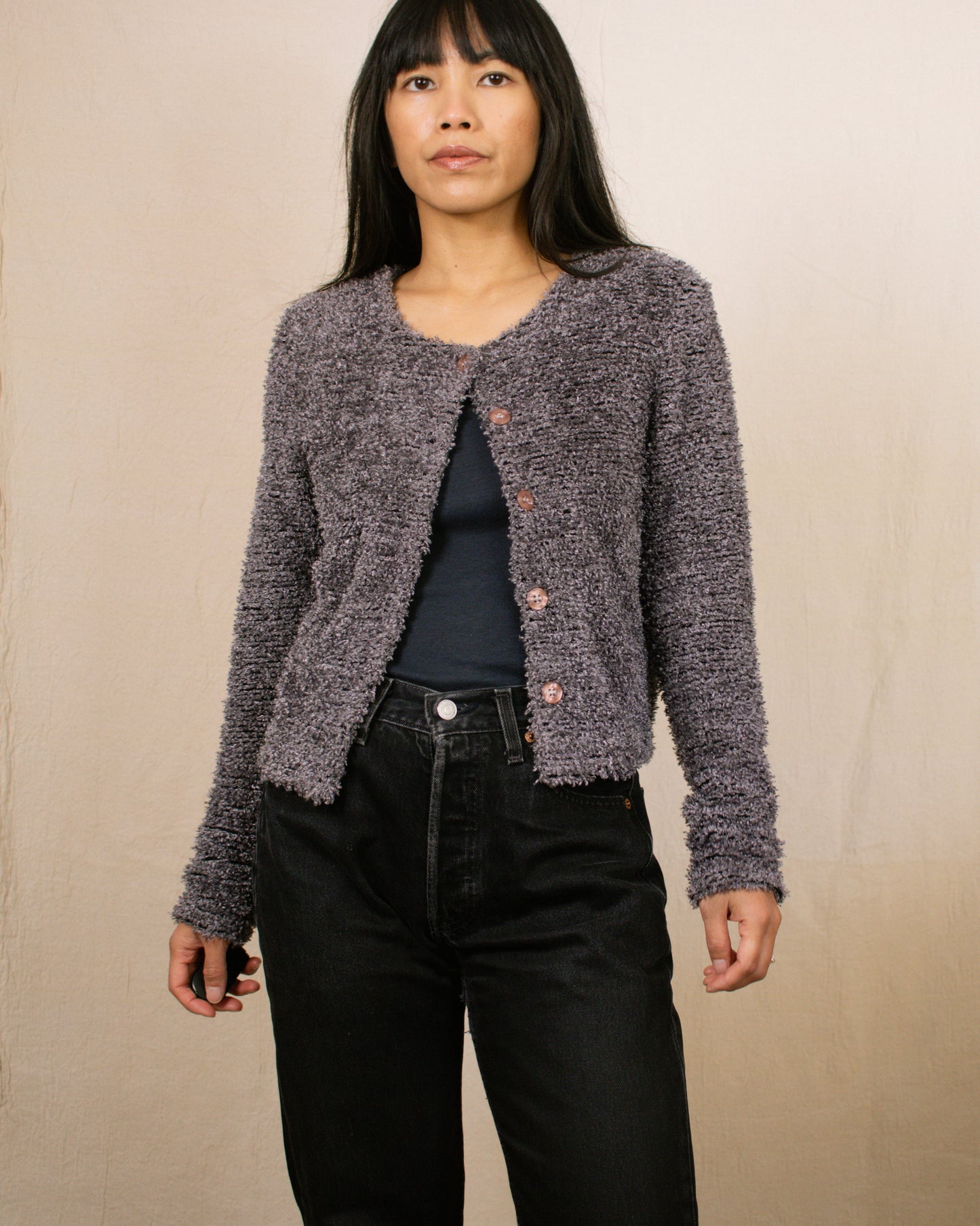 Vintage 90s Dusty Purple Cardigan | Size XS/S